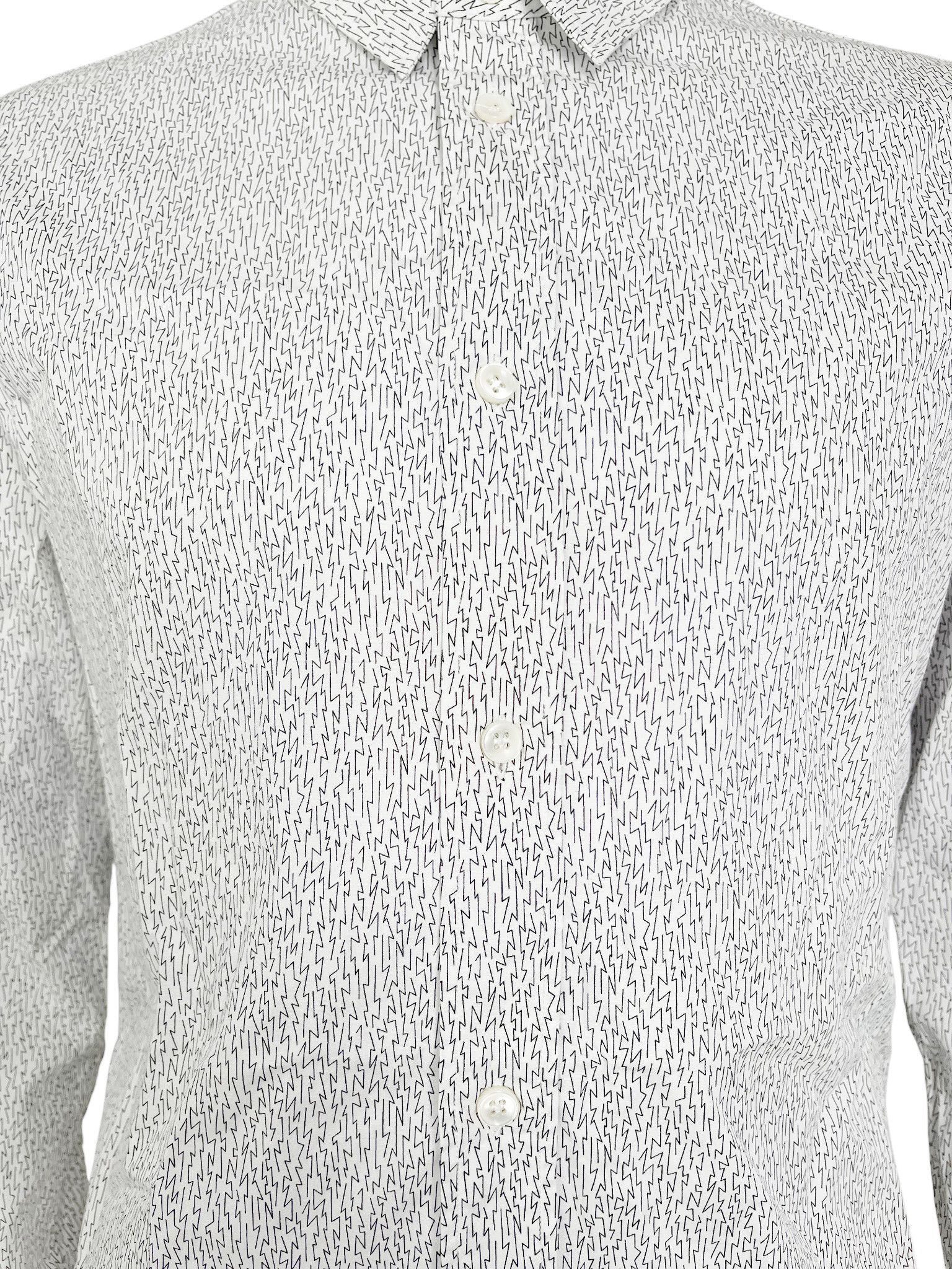 Maison Margiela by Martin S/S 2008 Black Lightining Pattern White Shirt Size US L / EU 52-54 / 3 - 4 Thumbnail