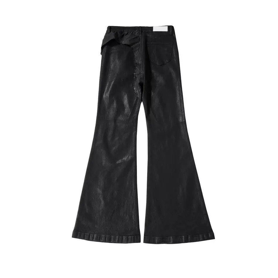 Japanese Brand Wax Leather Baggy Flare Pants Size US 34 / EU 50 - 3 Thumbnail