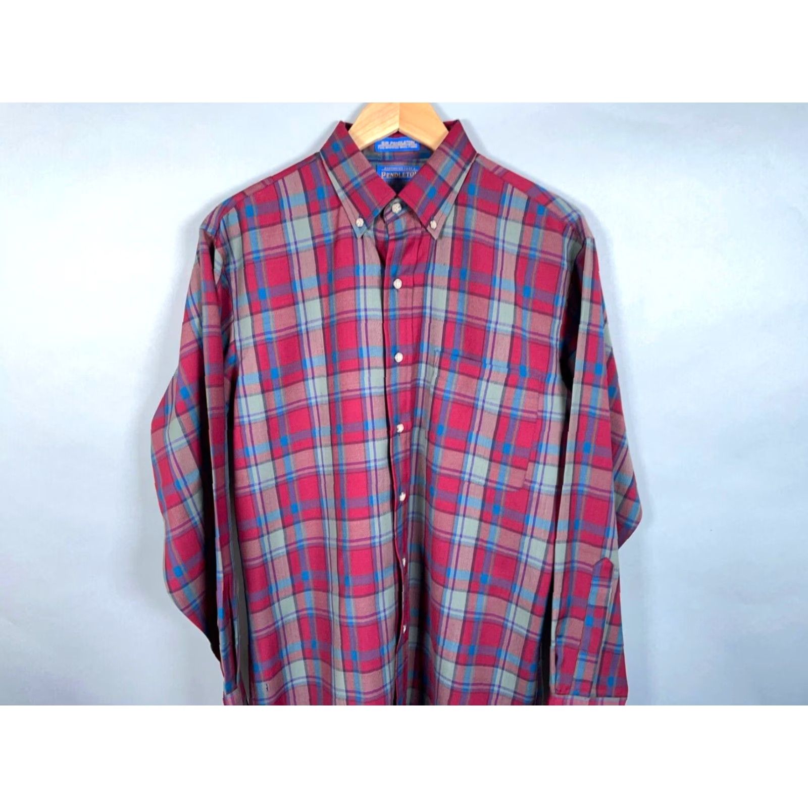 Pendleton VINTAGE Pendleton Shirt Men Medium Red Gray Plaid Wool Flannel Button-Up Collared long sleeve Casual Workwear Mens Regular Vintage Retro Size US M / EU 48-50 / 2 - 4 Thumbnail