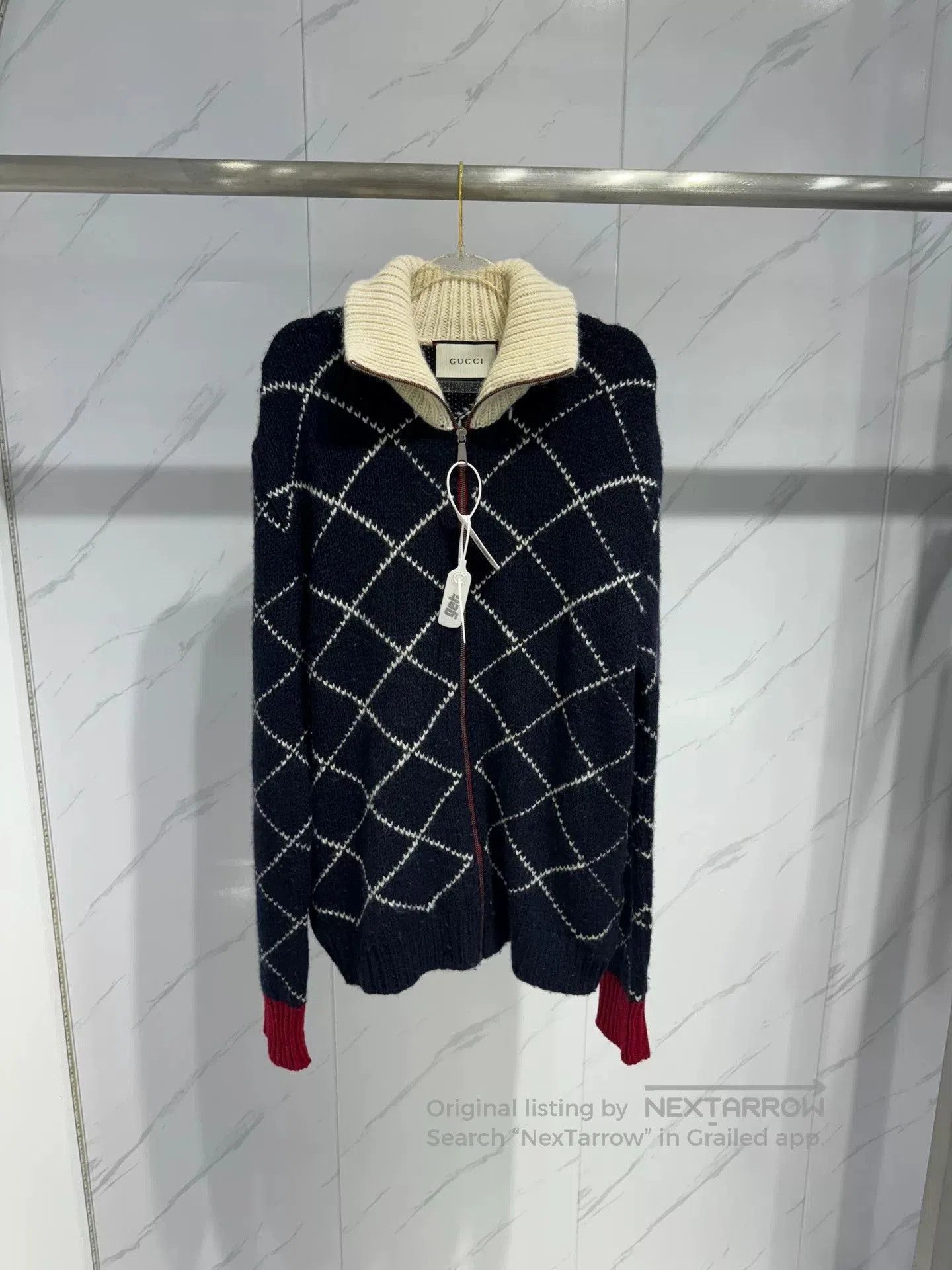 Gucci Gucci Diamond Pattern Knit Zip Jacket. Size US L / EU 52-54 / 3 - 1 Thumbnail