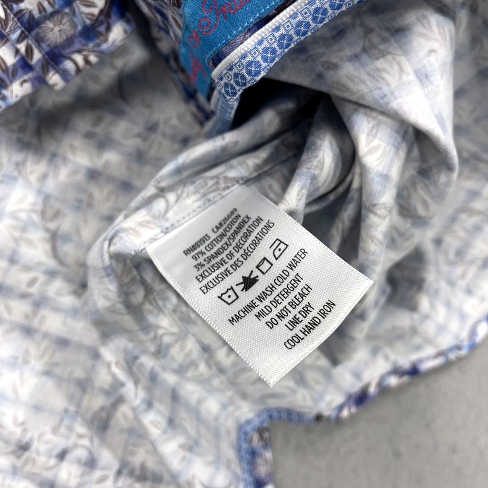 Robert Graham Robert Graham Shirt Mens XL Blue Plaid Floral Tailored Fit Stretch Button Up AOP Size US XL / EU 56 / 4 - 7 Thumbnail