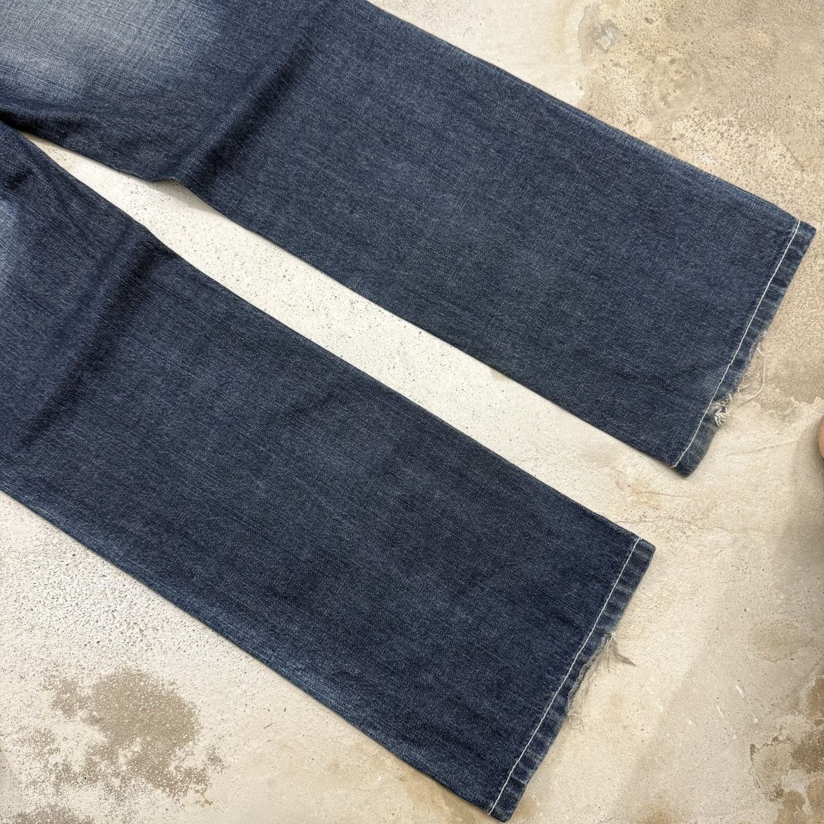 Japanese Brand Wide Leg Unisex Blue Moon Blue Whisker Printed Denim Pants Size US 29 - 11 Thumbnail