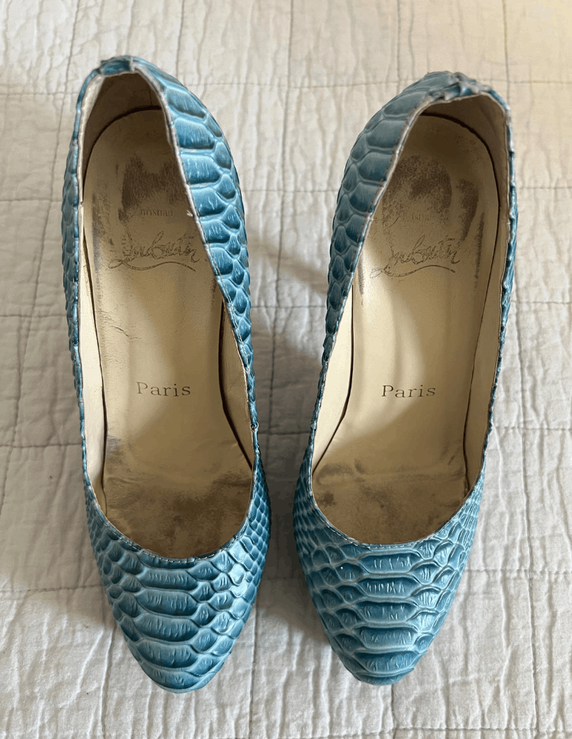 Christian Louboutin Authentic Christian Louboutin Blue Python Pumps, Size 38 Size US 7 / IT 37 - 4 Thumbnail