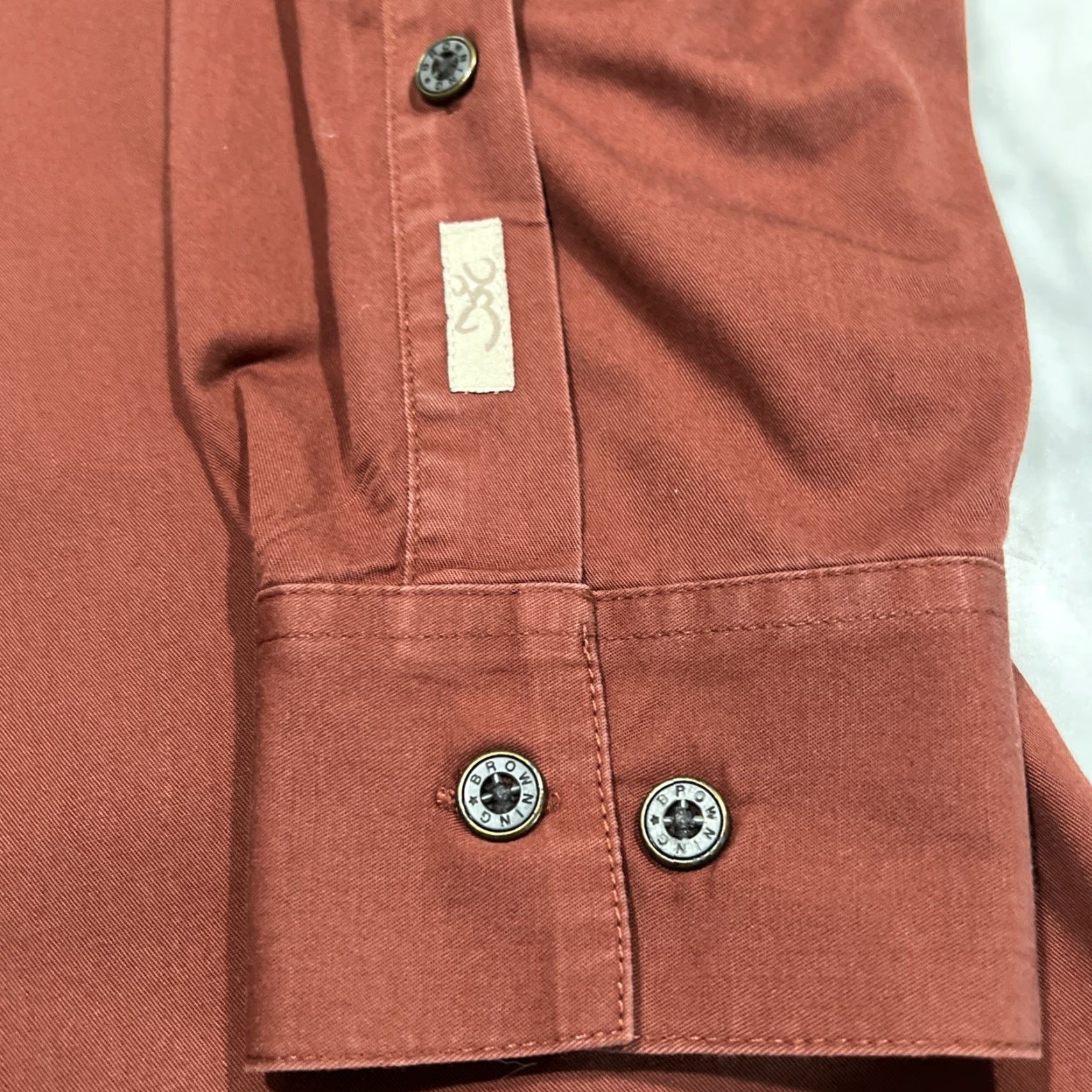 Vintage Browning Gold Men’s Button-Down Shirt Long Sleeve Cotton Pockets Fall Winter Spring Summer Regular M Brown Size US M / EU 48-50 / 2 - 4 Thumbnail