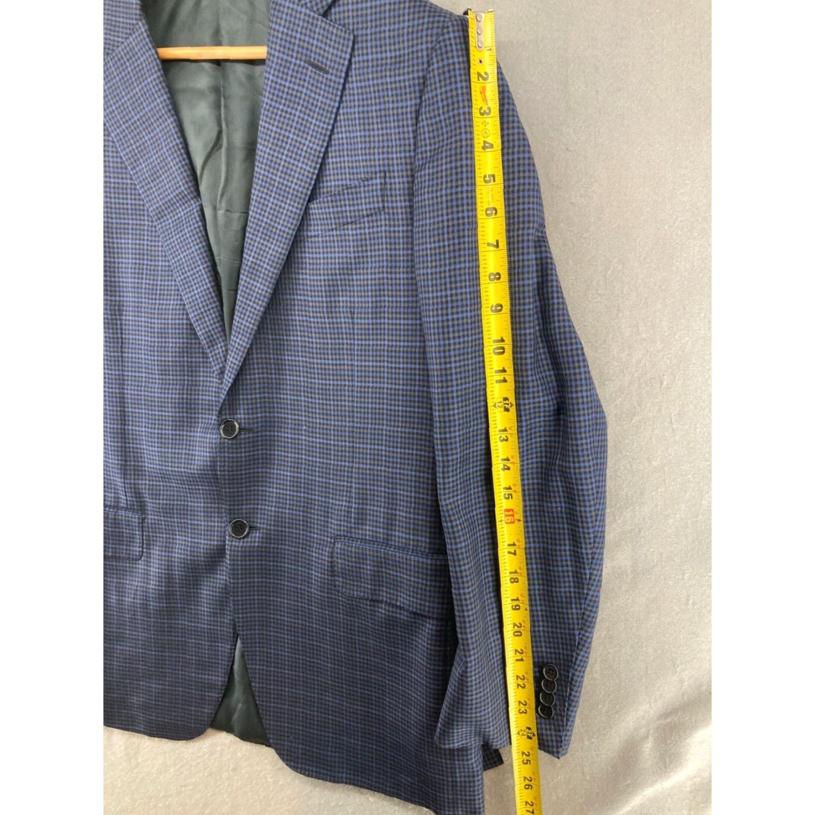 Vintage Trussini E Thomas Mens Suit Jacket 42 Blue Plaid - 90s Business Notch Lapel, Single-Breasted, Blue, 42, Regular, Mens, Italy Made Size 42R - 4 Thumbnail