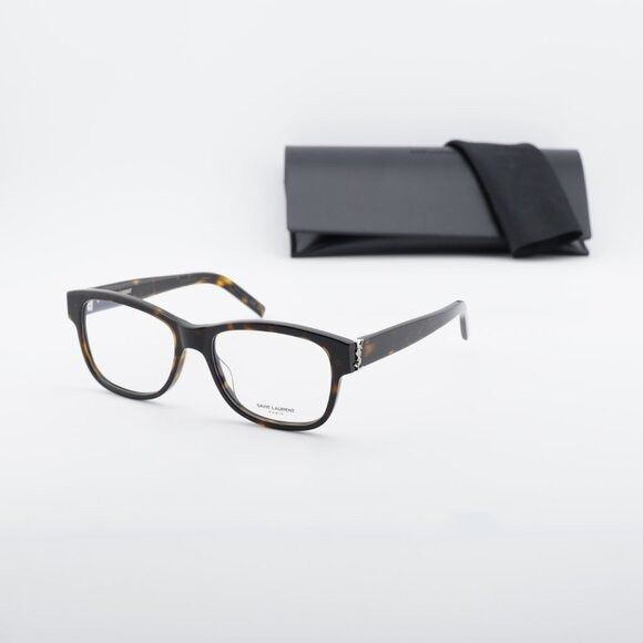 Saint Laurent Paris Saint Laurent SLM132 005 Square Eyeglasses Dark Havana 55mm Size ONE SIZE - 11 Thumbnail