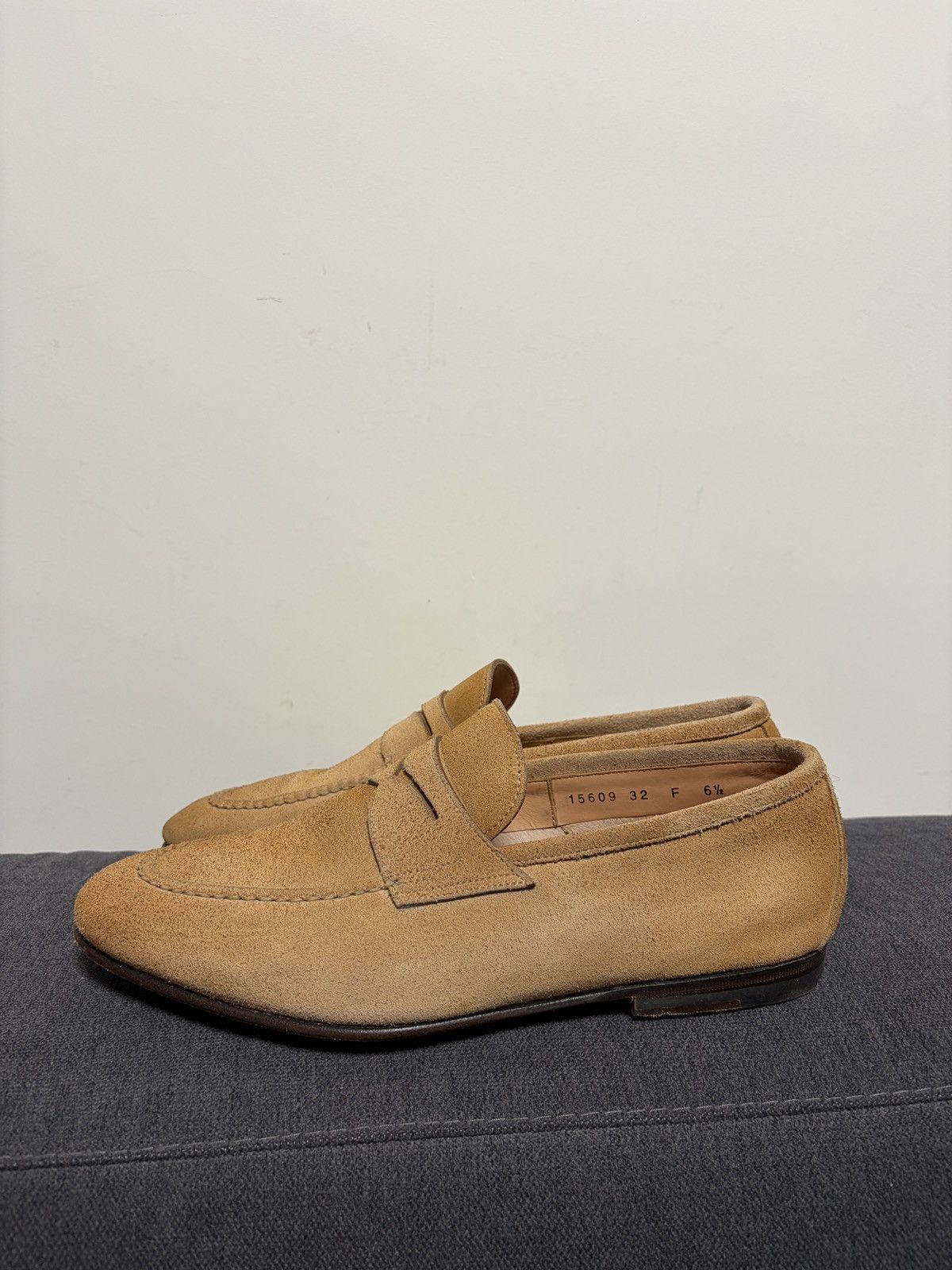 Santoni Santoni Suede Beige Loafers Size US 6.5 / EU 39-40 - 3 Thumbnail