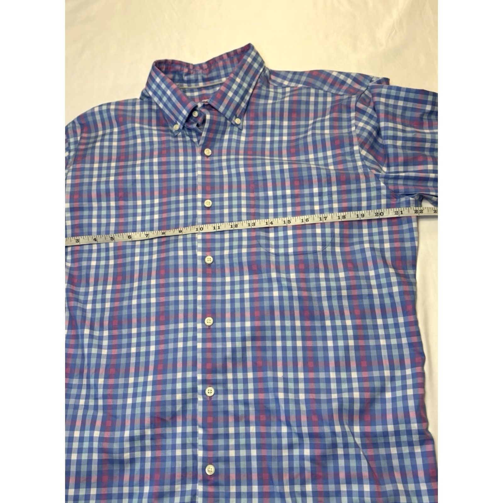 Peter Millar Peter Millar Shirt Button-Up Long Sleeve Blue Pink Plaid Checkered Print Casual, Workwear, Travel Large Men Size US L / EU 52-54 / 3 - 5 Thumbnail