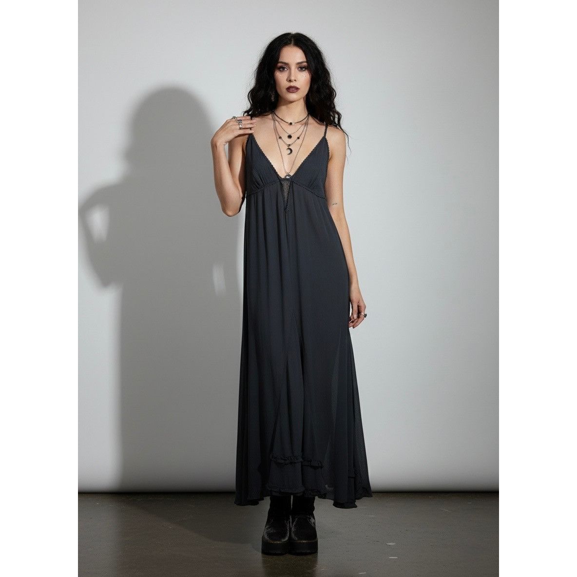 Free People RARE Vtg NWT Free People Gray Lace Crochet Maxi Slip Dress | Size M / US 6-8 / IT 42-44 - 16 Thumbnail