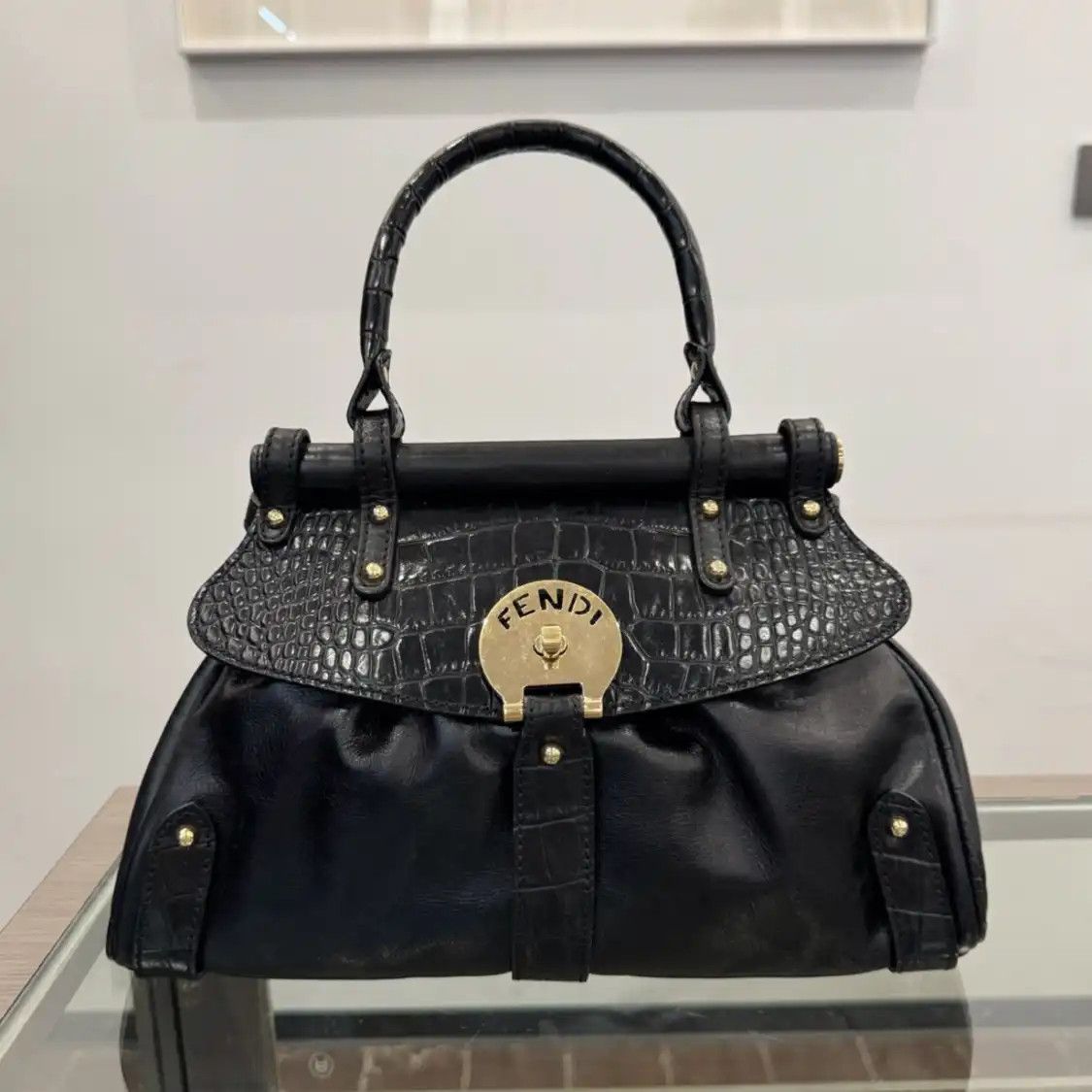 Fendi FENDI Magic black cowhide leather crocodile handbag Size ONE SIZE - 1 Thumbnail