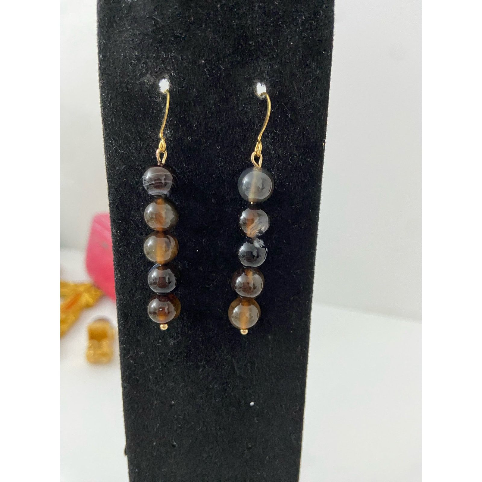 Handmade coffee agate bead earrings Size ONE SIZE - 1 Thumbnail