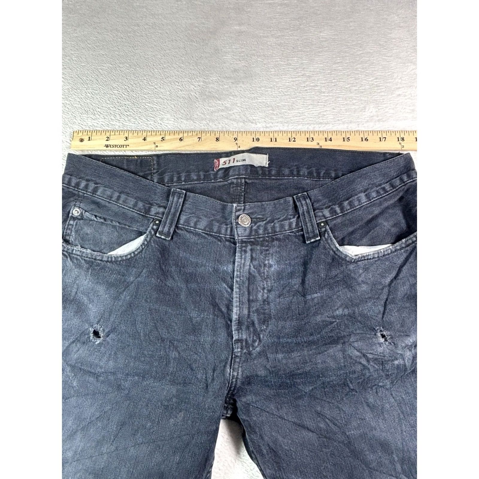 Levi's VINTAGE Levi's 511 Jeans Men 38x34 Slim Blue Denim Distressed Dark Wash Size US 38 / EU 54 - 7 Thumbnail