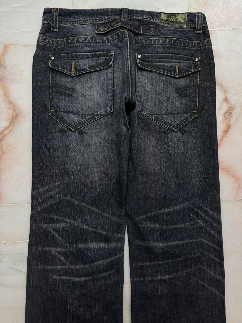 Japanese Brand 💥Insane💥Vintage Carnetdevol Rusty Mudwash Distress Dark Jean Size US 34 / EU 50 - 14 Thumbnail