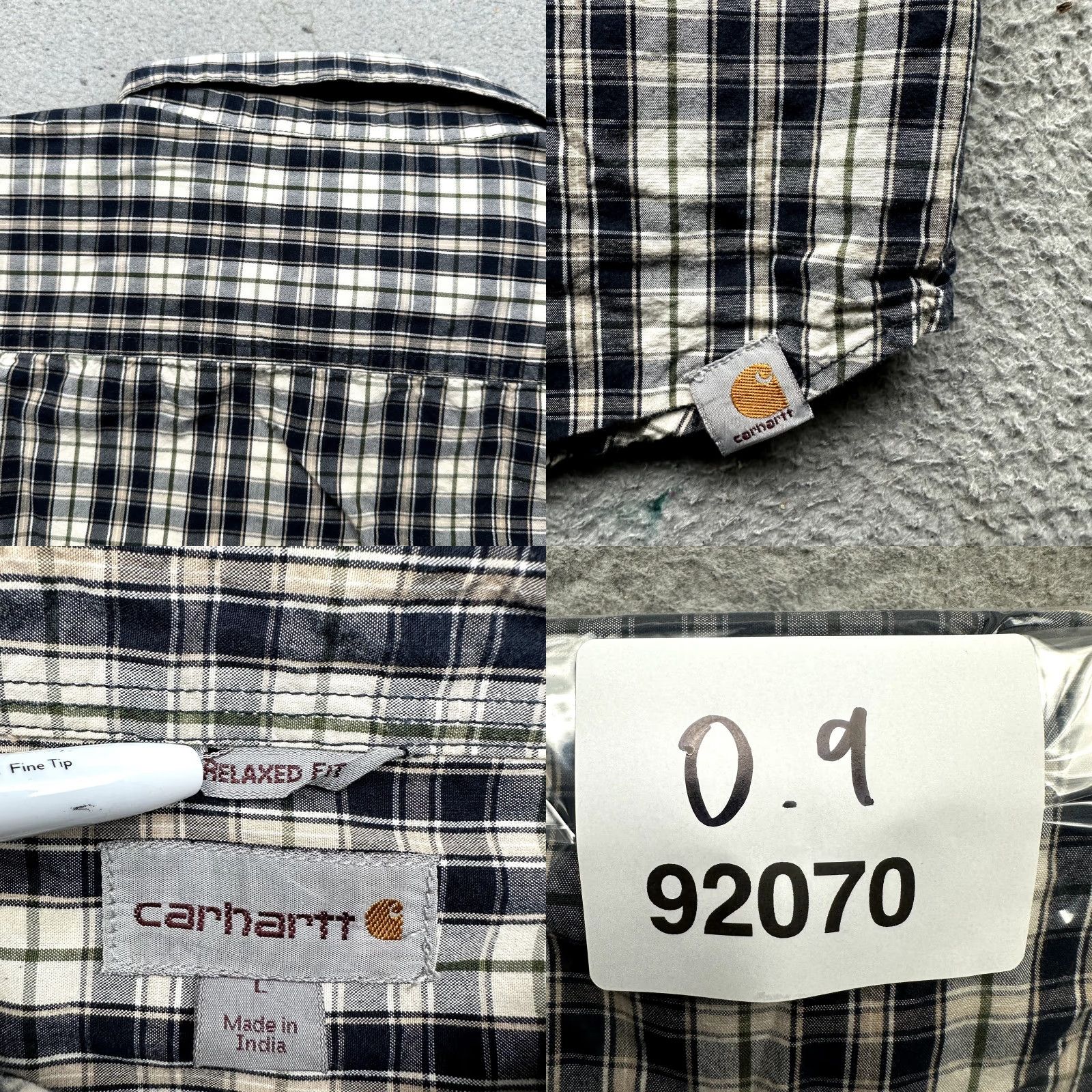 Carhartt VINTAGE Carhartt Essential Plaid Button-Down Short Sleeve Shirt Mens Large 101552 Green Pocket Size US L / EU 52-54 / 3 - 8 Thumbnail
