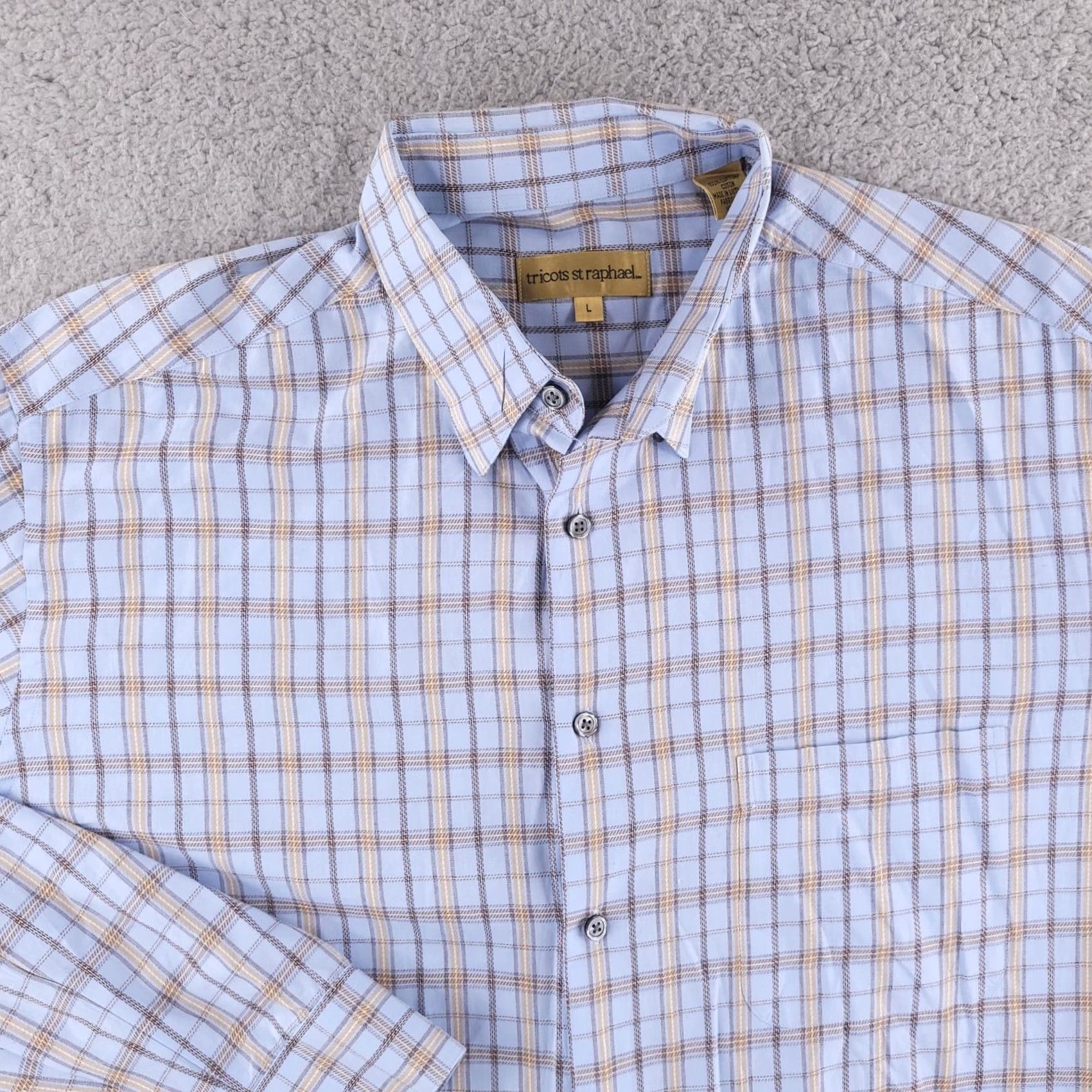 Vintage Tricots St Raphael Shirt Mens Large Check Blue Button Up Long Sleeve Tuck In Size US L / EU 52-54 / 3 - 3 Thumbnail