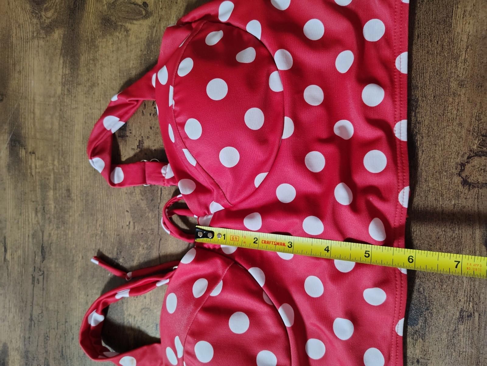 Designer Womens Bikini Top Polka Dots Adjustable Built In Bra Retro Size ONE SIZE - 6 Thumbnail
