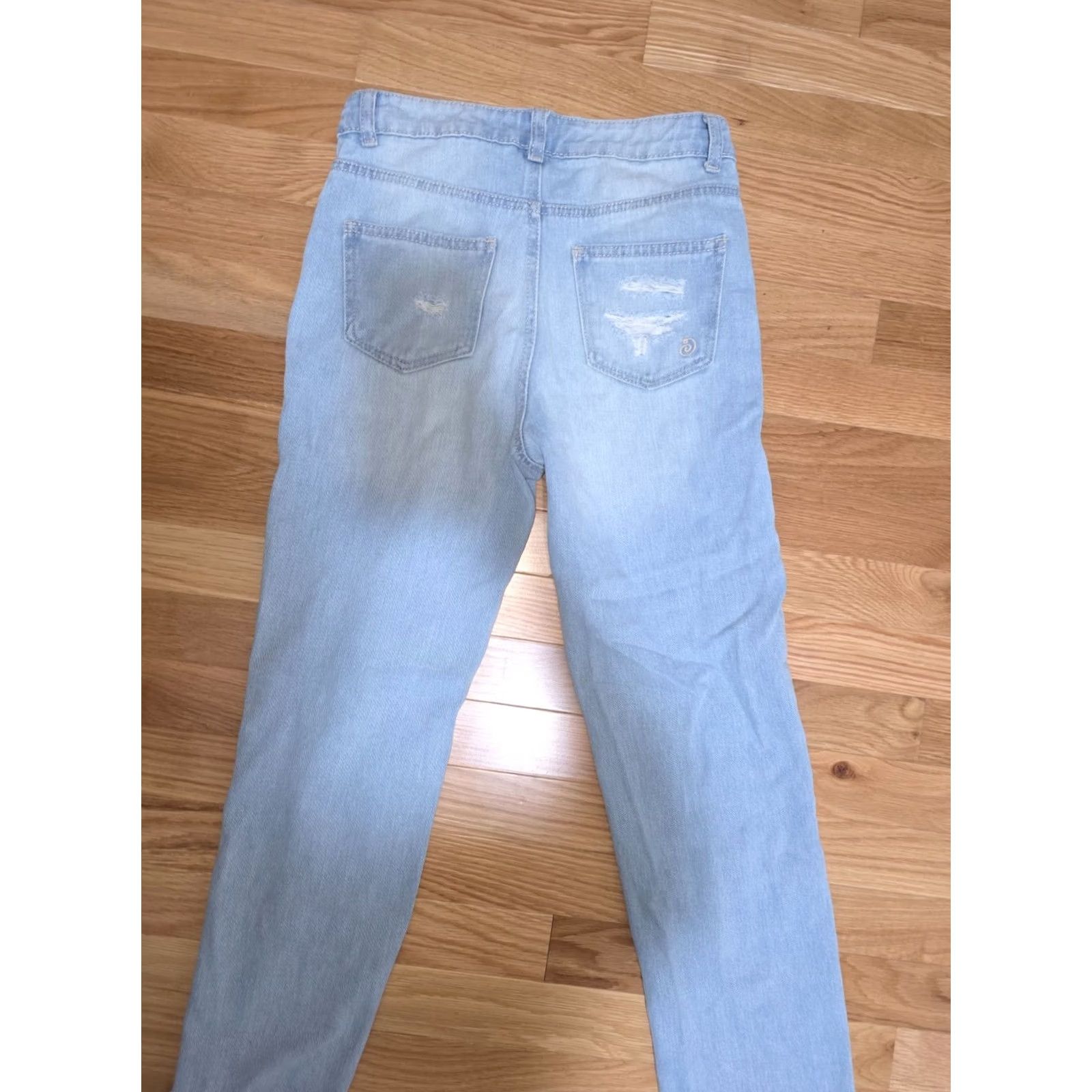 Denime Indigo Rein Straight Leg Jeans Women's 3/25 Blue Denim Cotton Distressed Ankle Jeans Monochrome Blue 5-Pocket Button Regular Fit Mens Women Girls Boys Size 26" / US 2 / IT 38 - 7 Thumbnail