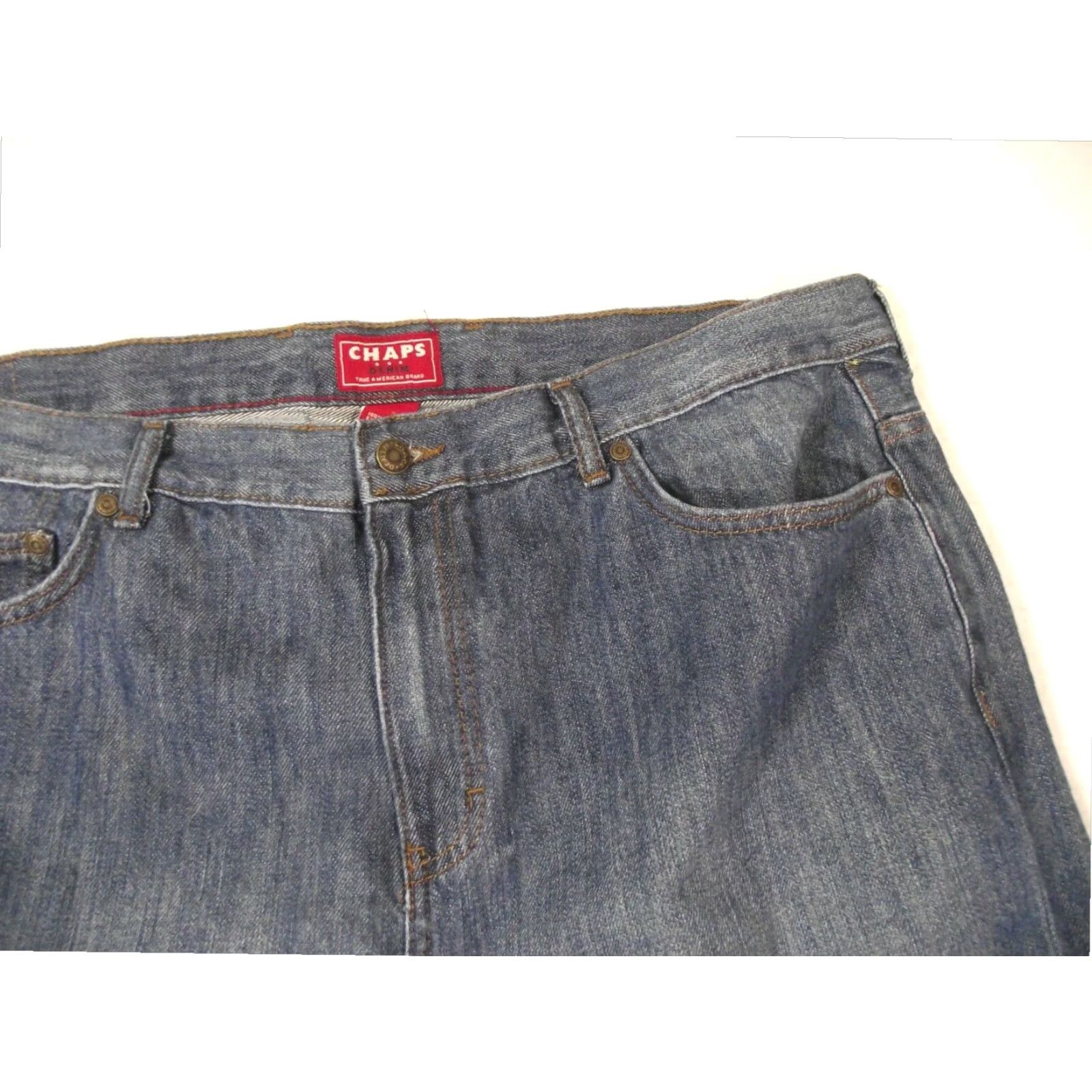 Chaps Mens Straight Regular Fit 42x30 Blue Denim Pants Extra Large XL
