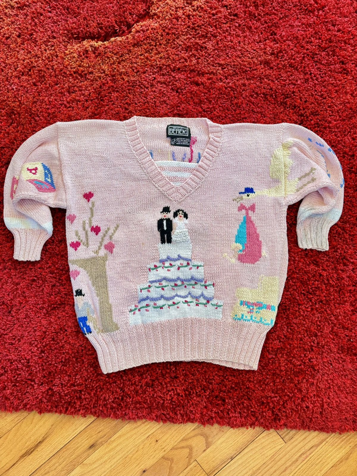 Designer × Vintage Vintage Berek Wedding Anniversary Hand Knitted Sweater Size US S / EU 44-46 / 1 - 4 Thumbnail