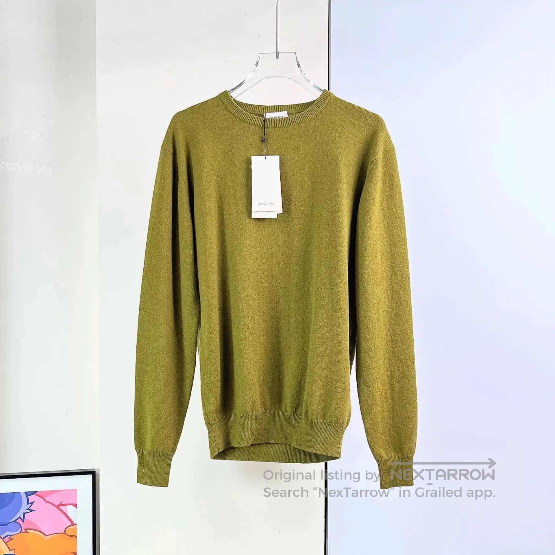 Saint Laurent Paris Saint Laurent Olive Green Cashmere Sweater. Size XS / US 0-2 / IT 36-38 - 1 Thumbnail