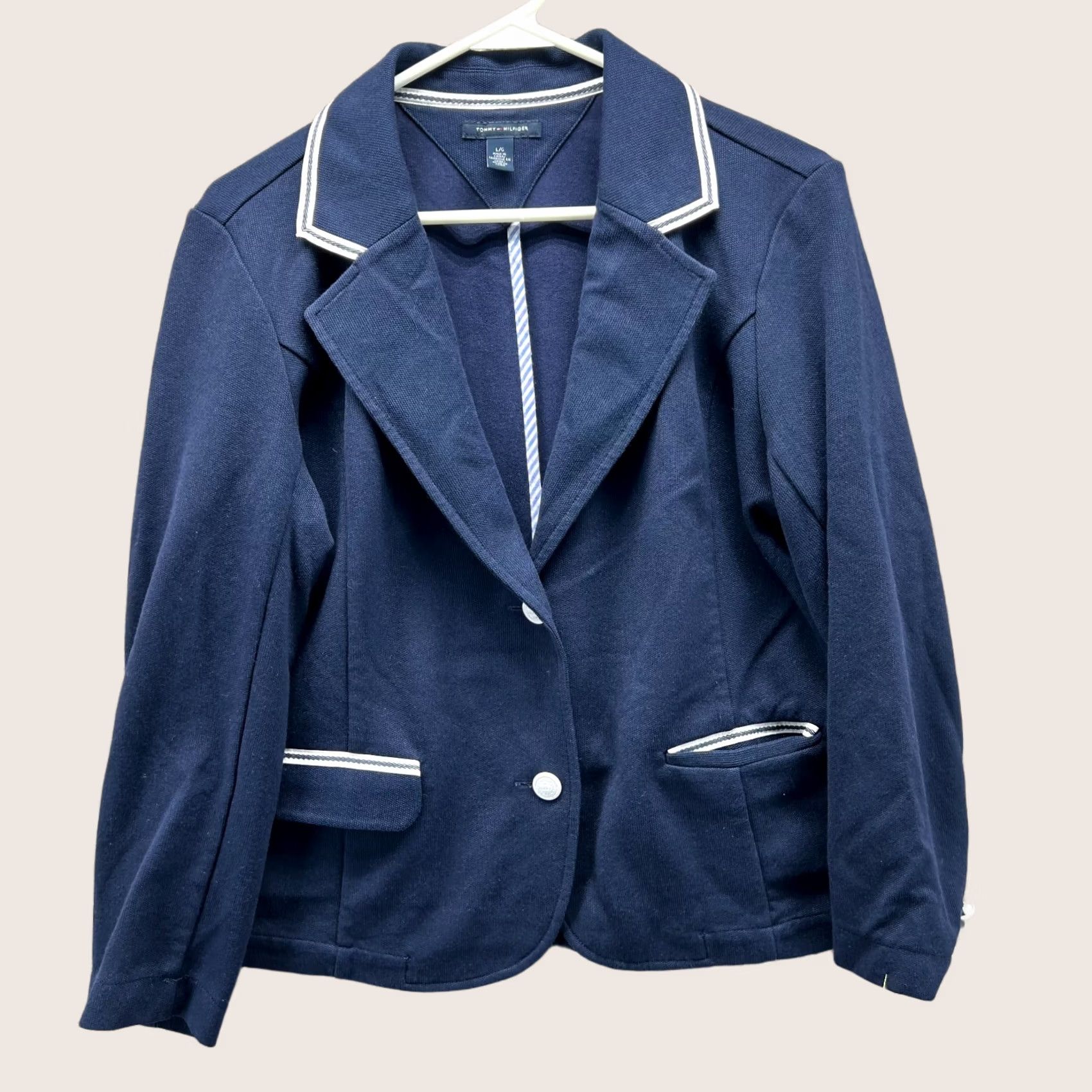Tommy Hilfiger VINTAGE Tommy Hilfiger Blazer Women Large Sports Jacket Coat Blue Navy Polyester Casual Size L / US 10 / IT 46 - 1 Thumbnail