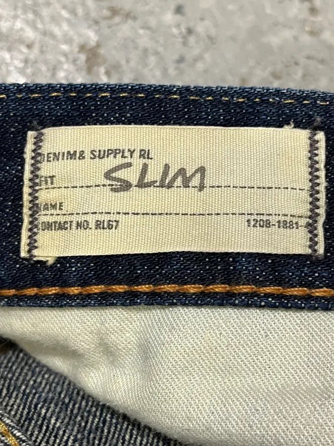 Polo Ralph Lauren 2000s Ralph Lauren Blue Patchwork Effect Slim Denim Jeans Size US 33 - 10 Thumbnail
