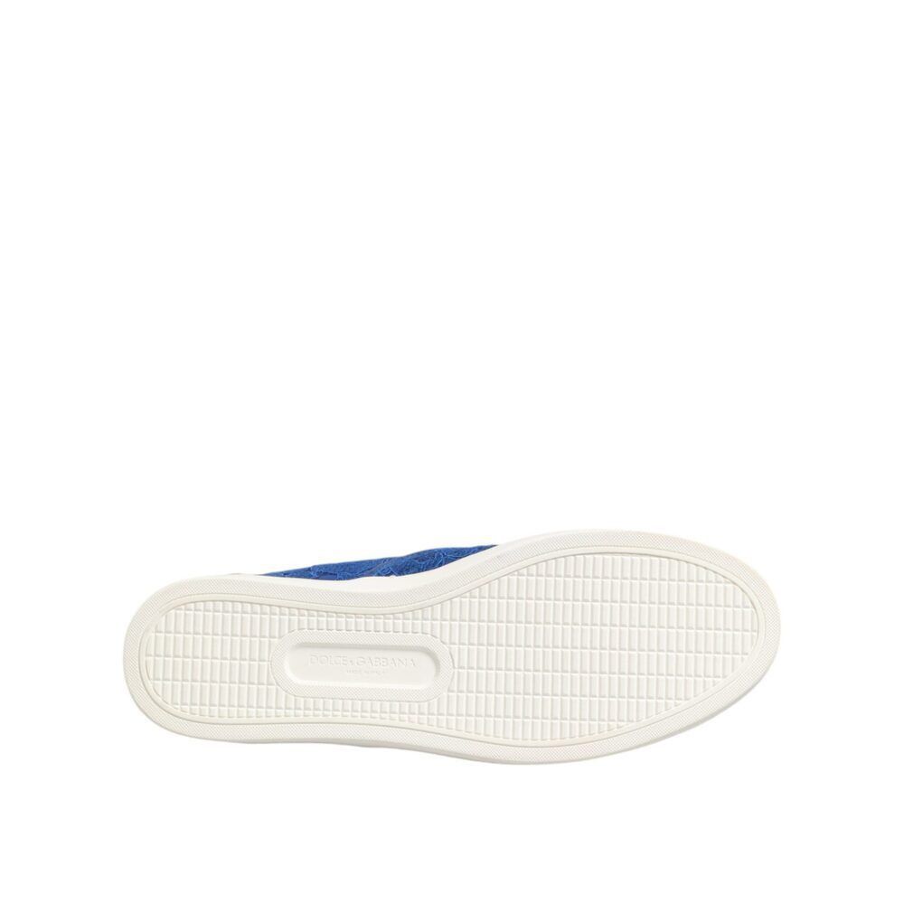 Dolce & Gabbana Dolce & Gabbana Blue Leather Lace Slip On Sneaker Shoes Size US 7 / EU 40 - 8 Thumbnail