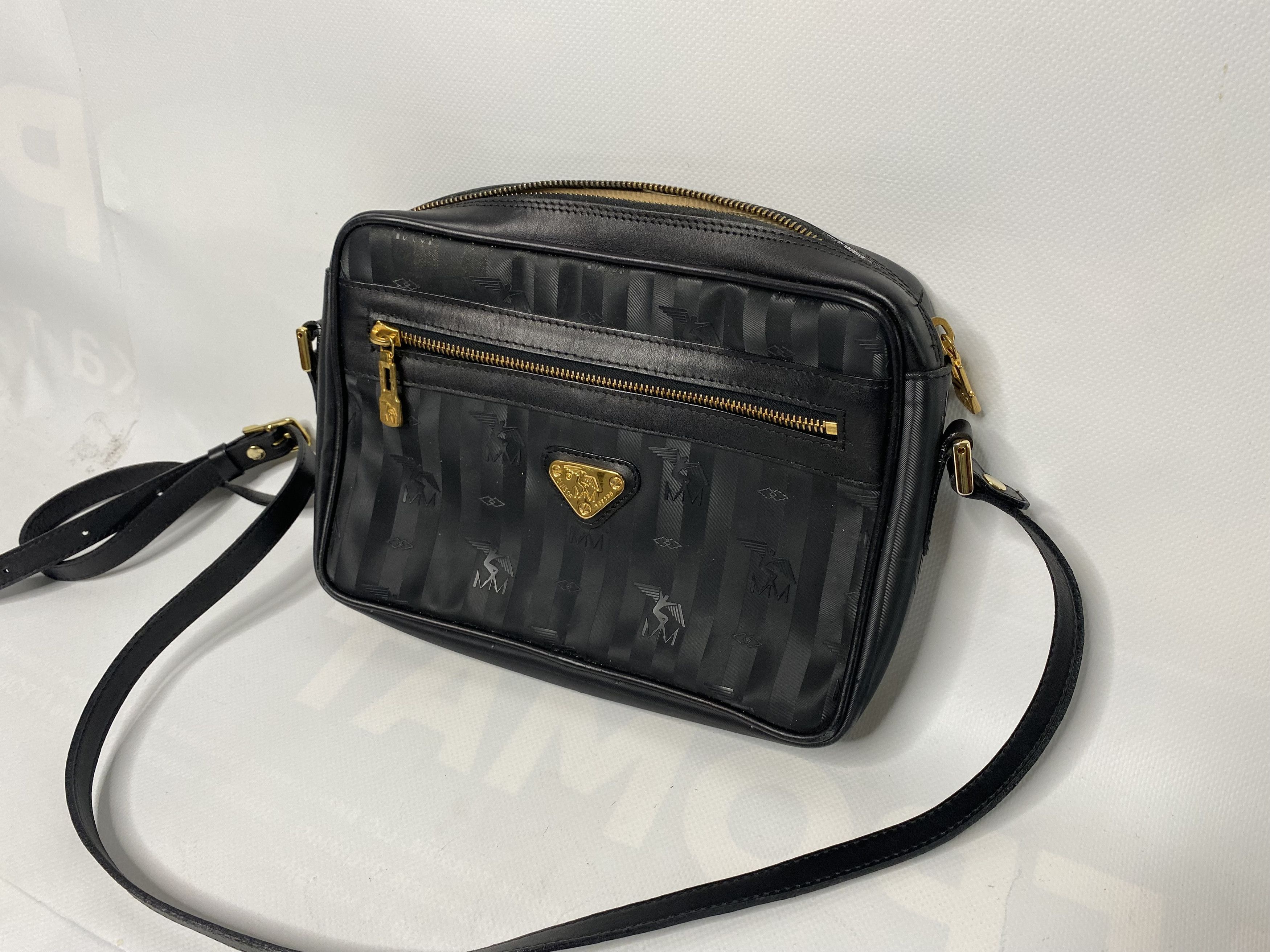 MAISON MOLLERUS MM VINERUS BLACK COATED CANVAS CROSSBODY BAG