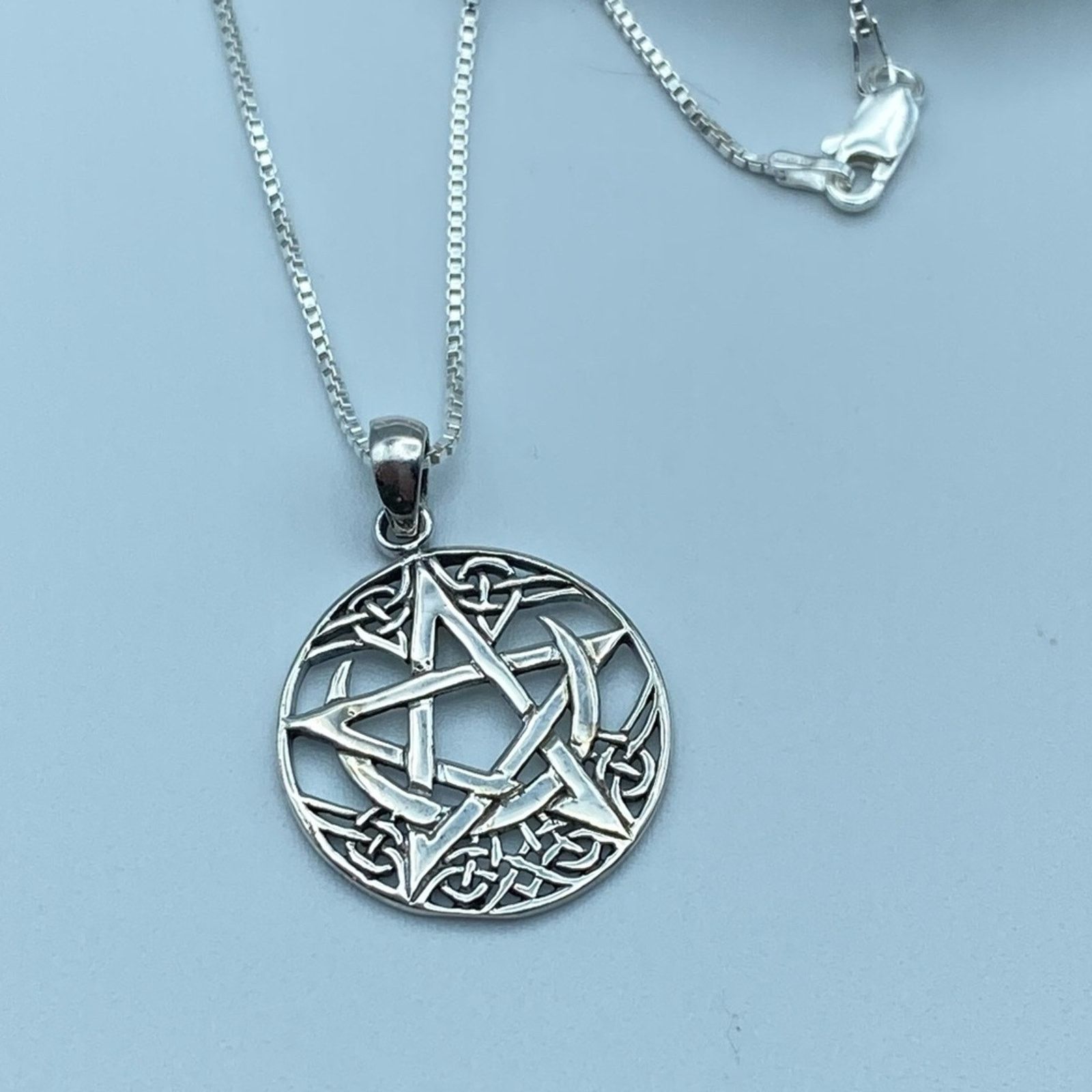 The Unbranded Brand Celtic Crescent Moon Pentagram Sterling Silver Necklace Size ONE SIZE - 2 Thumbnail