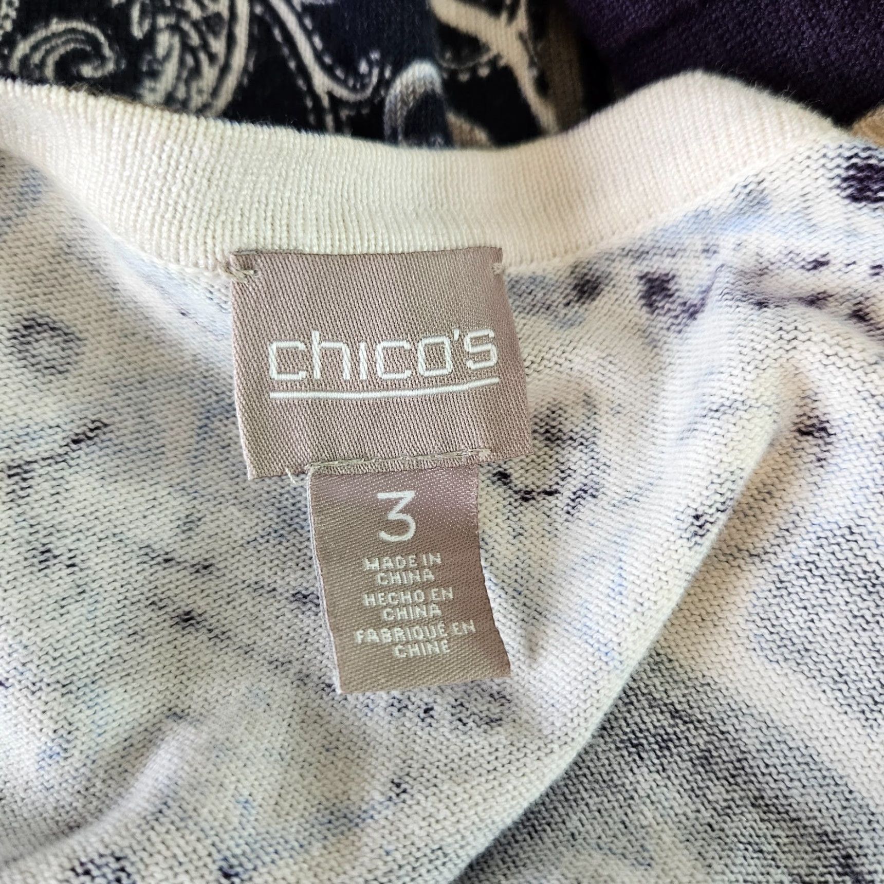 Vintage Chico's Womens Cardigan XL Blue Tan Paisley Cotton Blend Long Sleeve Sweater Womens Size XL / US 12-14 / IT 48-50 - 5 Thumbnail
