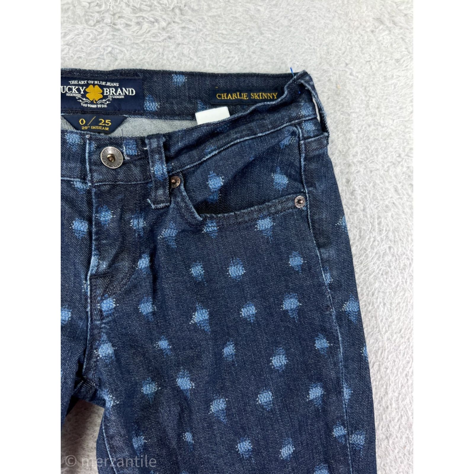 Lucky Brand Lucky Brand Jeans Women 0 Blue Polka Dot Denim Skinny Jeans 5-Pocket Regular Stretchy Color Blue Modern USA Women's Fashion Size 25" / US 0 / IT 36 - 7 Thumbnail