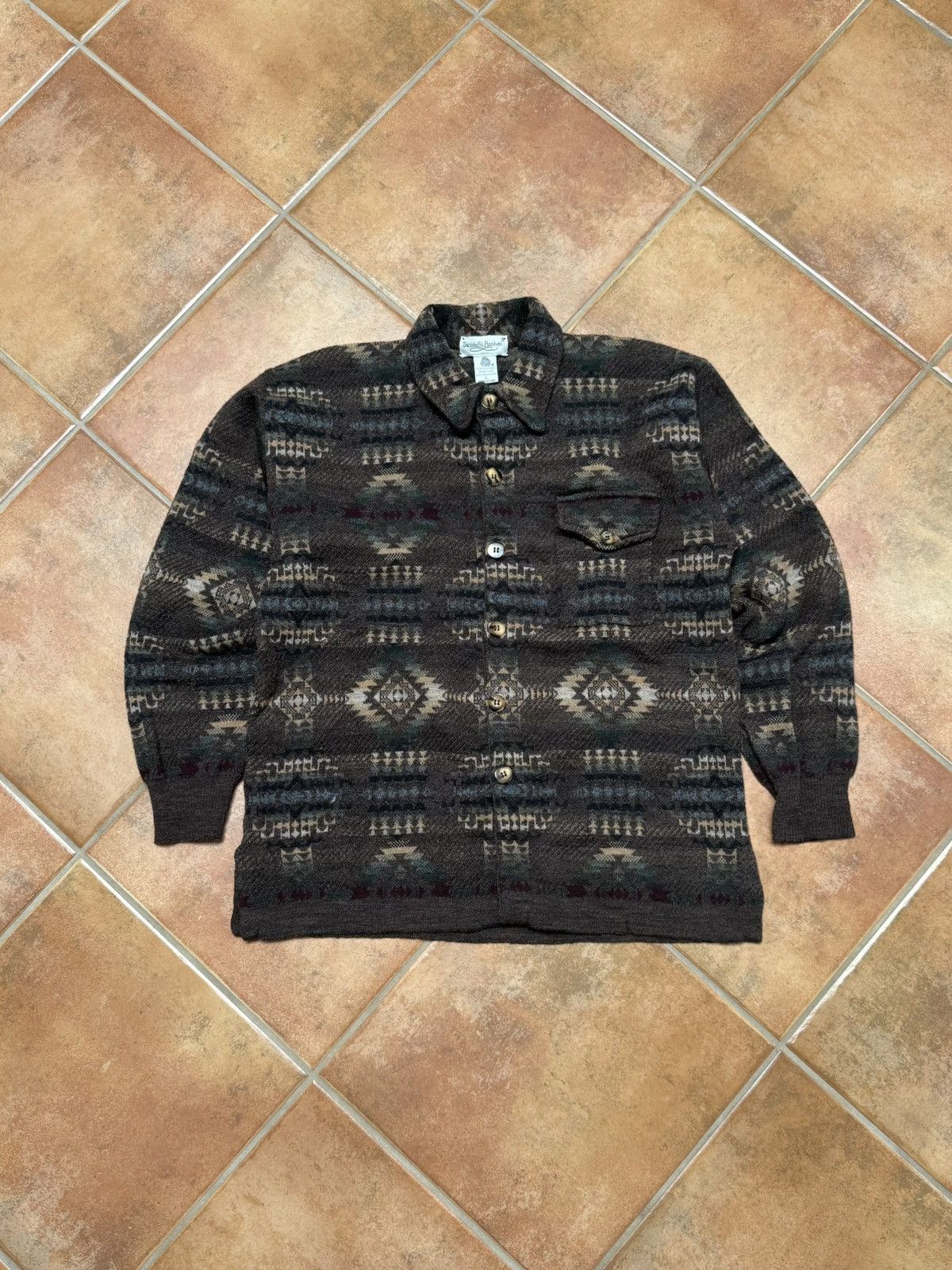 Tricots St. Raphael Vintage Aztec Knitted Button Up Sweater Size US M / EU 48-50 / 2 - 1 Thumbnail