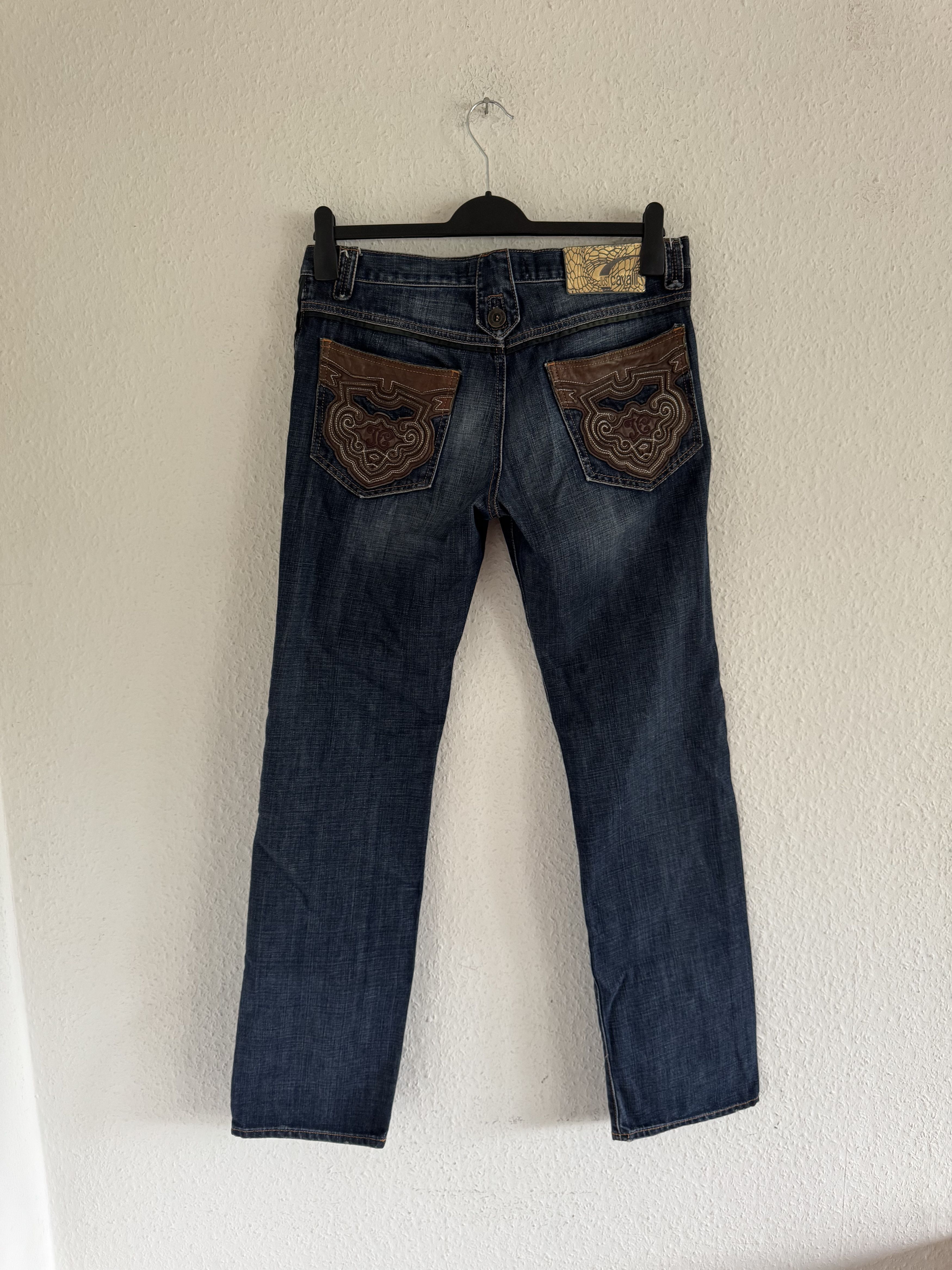 Just Cavalli Ornate Leather Pocket Denim Jeans Size US 33 - 1 Thumbnail