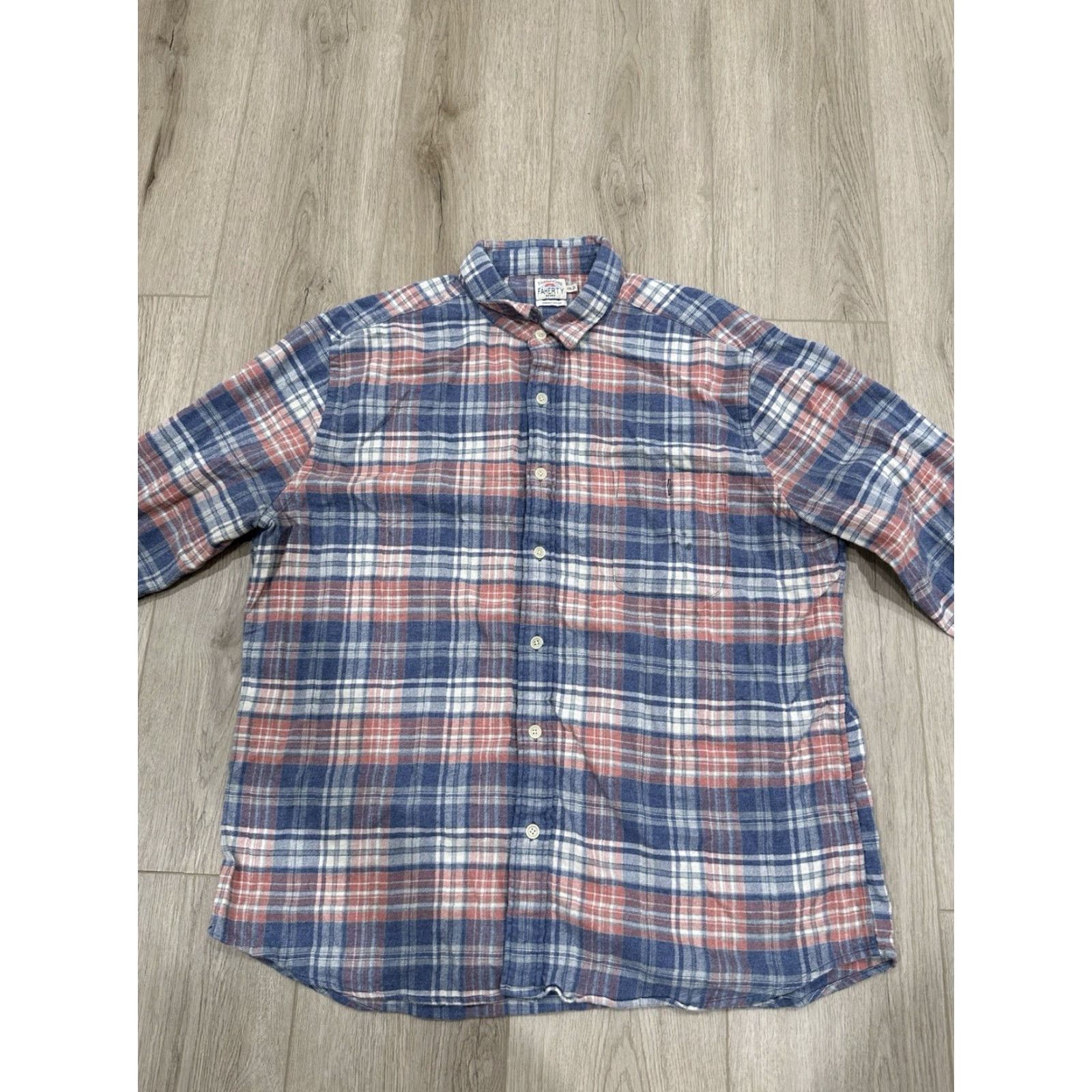 Faherty Faherty The All Time Casual Shirt Mens 2XL Plaid Flannel Multicolor Cotton Blend Button-Up Long Sleeve Classic Fit Size US XXL / EU 58 / 5 - 3 Thumbnail