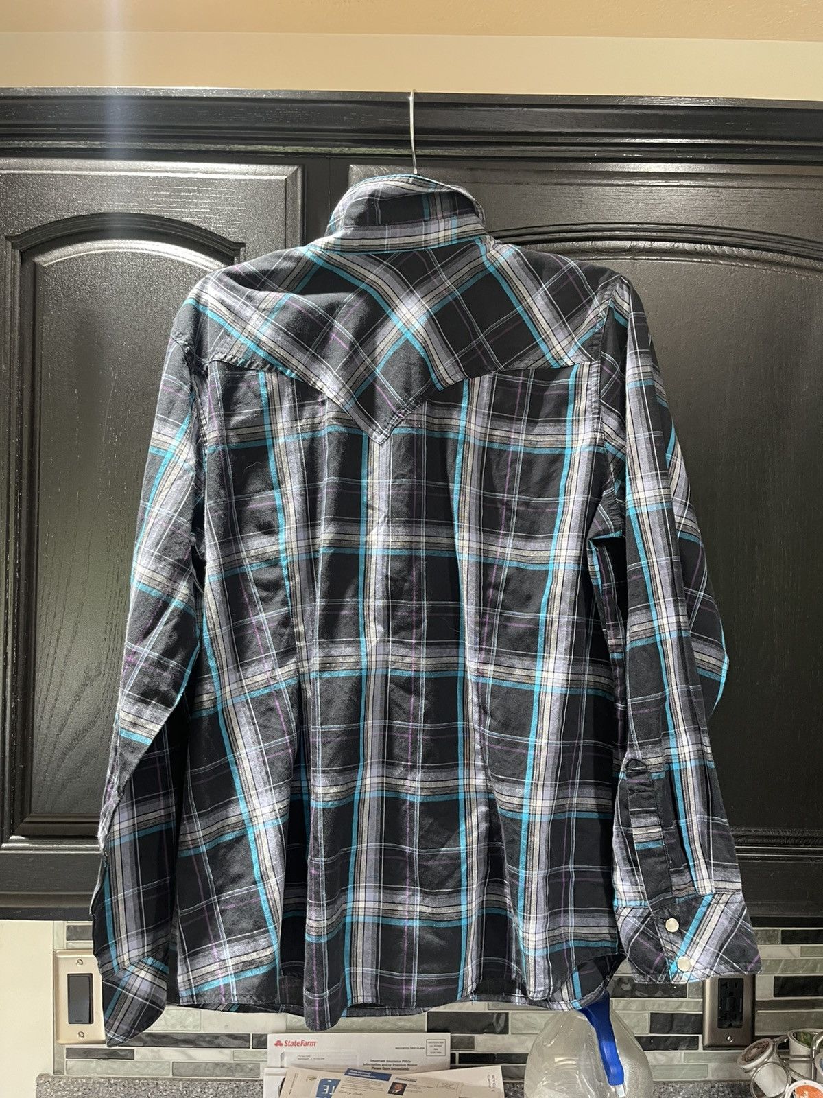 Wrangler Wrangler Western Plaid Snap Button Shirt Black & Turquoise Size US XL / EU 56 / 4 - 5 Thumbnail