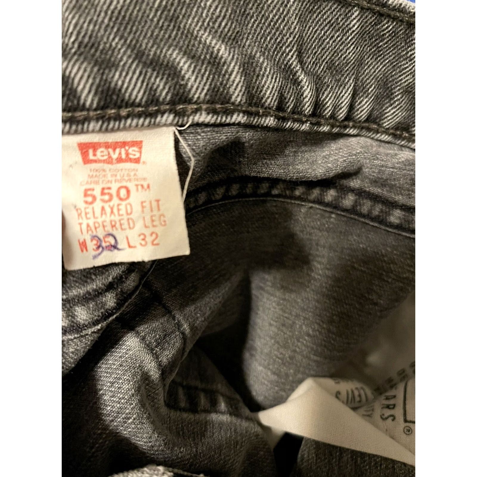 Levi's VINTAGE Levi's 550 Red Tab Jeans Made in USA Black Denim Mens 33x30 Size US 33 - 4 Thumbnail