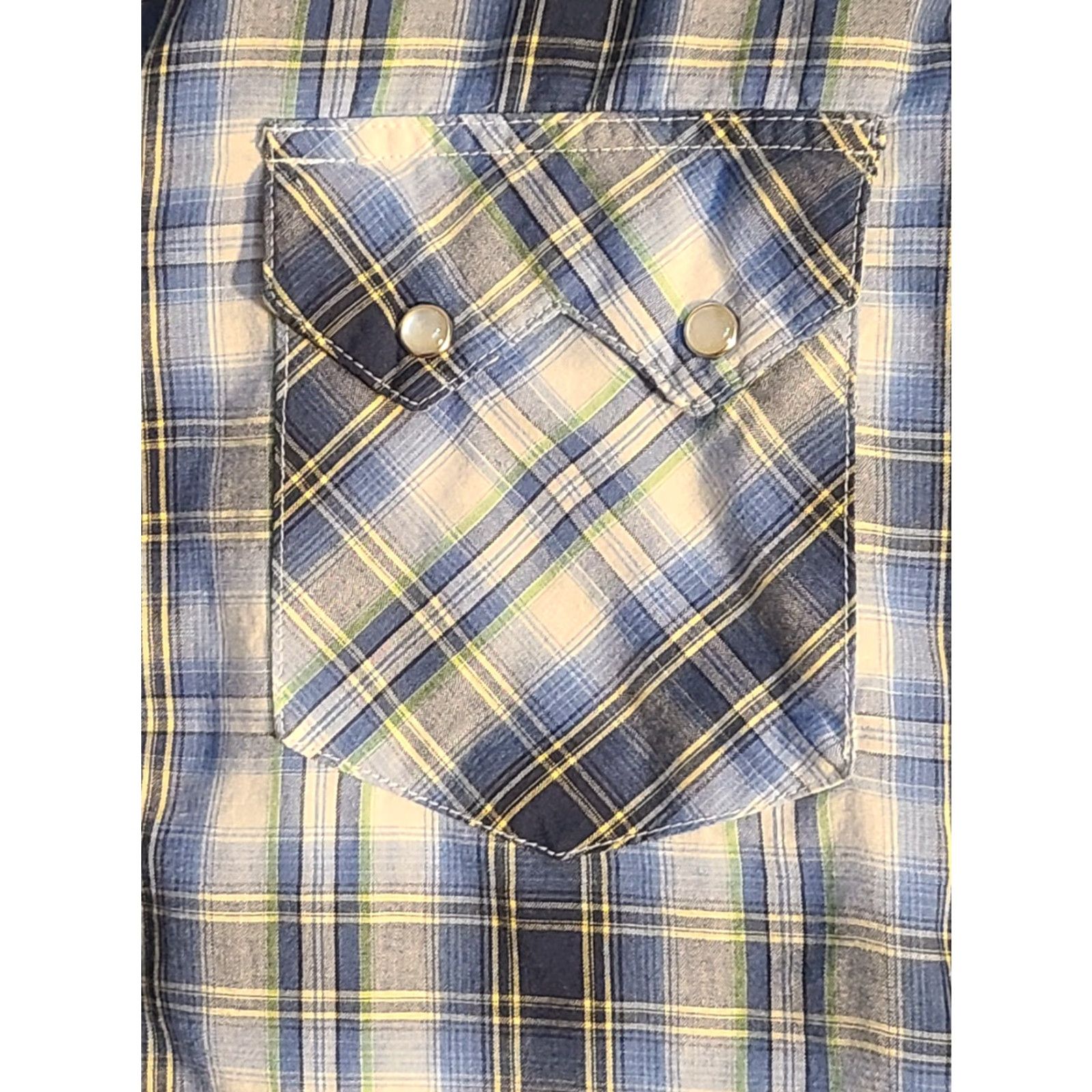 Wrangler Wrangler Mens Blue White Plaid Pearl Snap Shirt Western Long Sleeve Size Medium Size US M / EU 48-50 / 2 - 5 Thumbnail