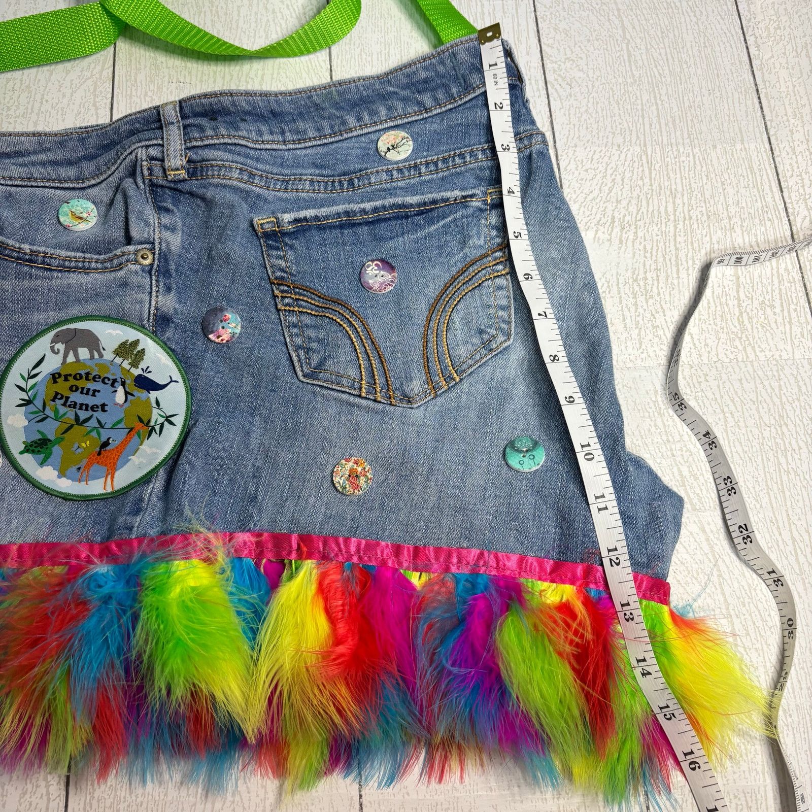 Handmade Upcycled Hollister Hippie Boho Denim Purse Size ONE SIZE - 10 Thumbnail
