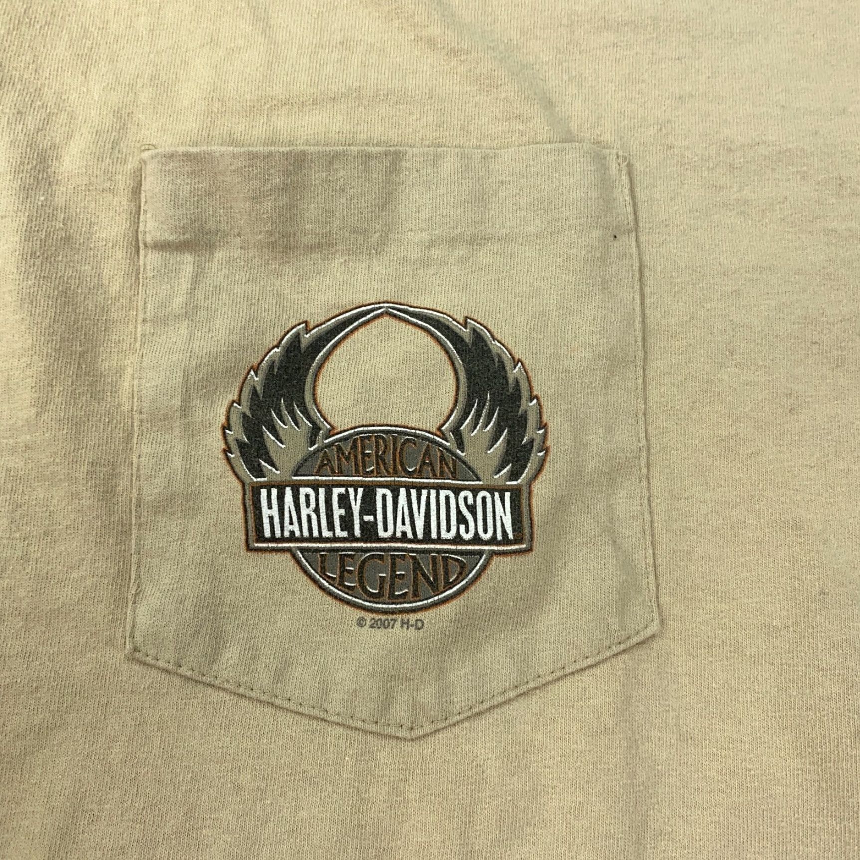 Harley Davidson VINTAGE Harley-Davidson Biker Shirt XL Beige Graphic Print Single Stitch USA Mens Size US XL / EU 56 / 4 - 2 Thumbnail