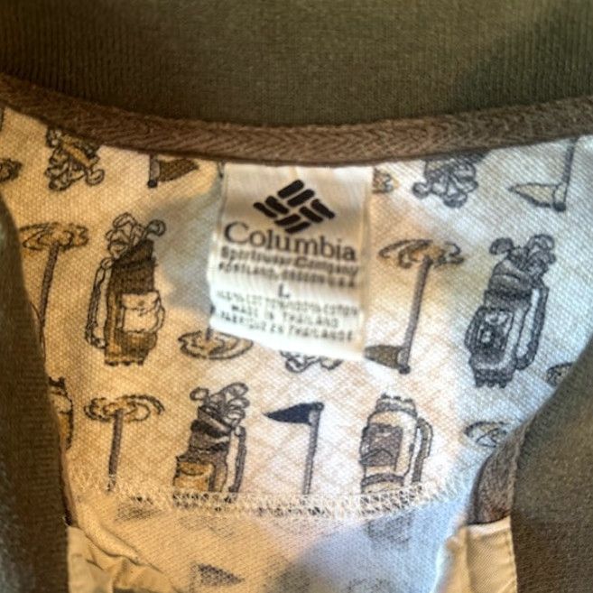 Vintage Columbia Golf Mens Polo Shirt L Beige 100% Cotton Graphic Print Golf Bag Flag Stick Shirt Mens Size US L / EU 52-54 / 3 - 2 Thumbnail