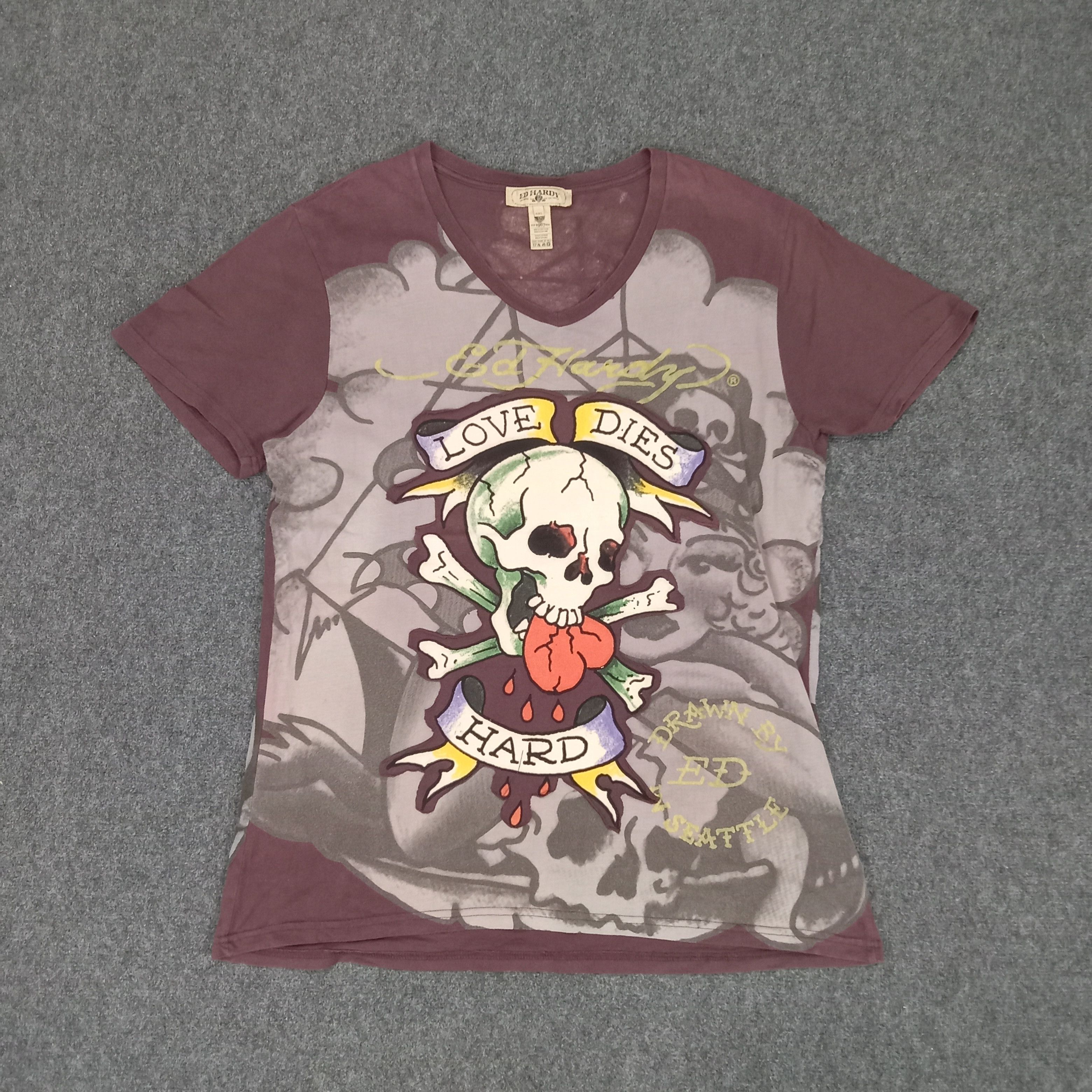 Christian Audigier × Ed Hardy × Vintage Ed Hardy by Christian Audiger Skull Art Tshirt Size US L / EU 52-54 / 3 - 1 Thumbnail