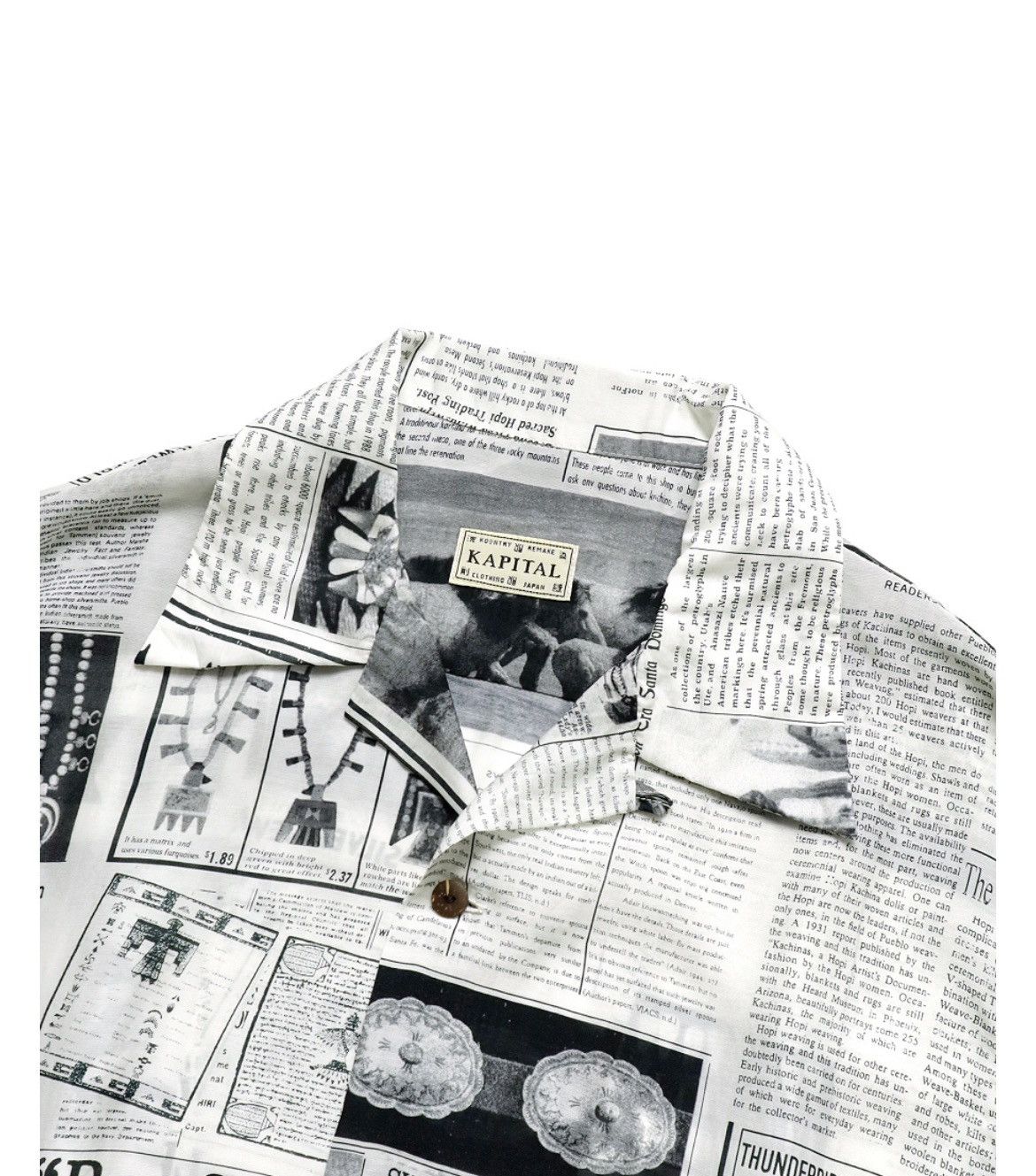 Kapital Silk Rayon Pueblo News Newspaper Pattern Aloha Shirt size 3 Size US L / EU 52-54 / 3 - 3 Thumbnail