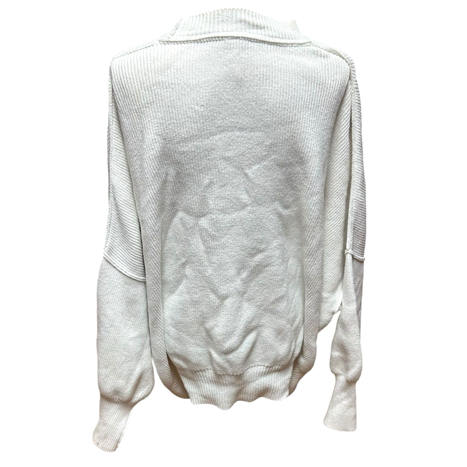 Free People Free People Womens Cotton Long Sleeve Cropped Boxy Sweater White Size Large Read Size L / US 10 / IT 46 - 5 Thumbnail