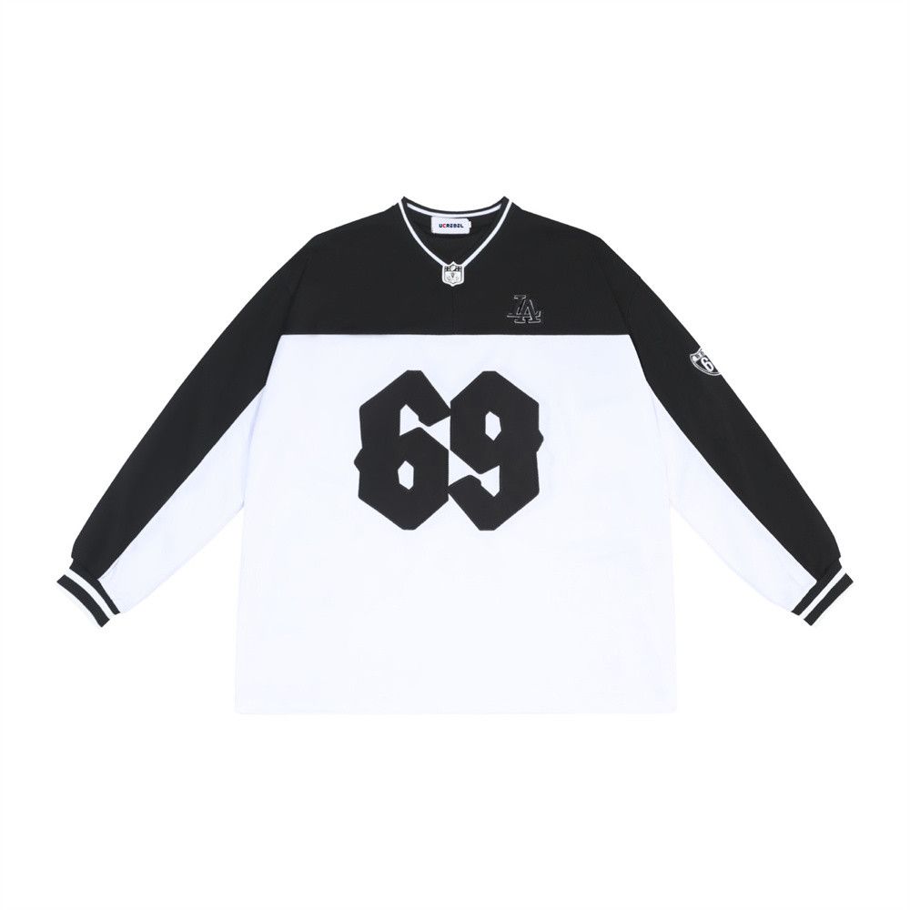 image of Sportswear Color Block Long Sleeve Jersey 69 in Black/White, Men's (Size XL)