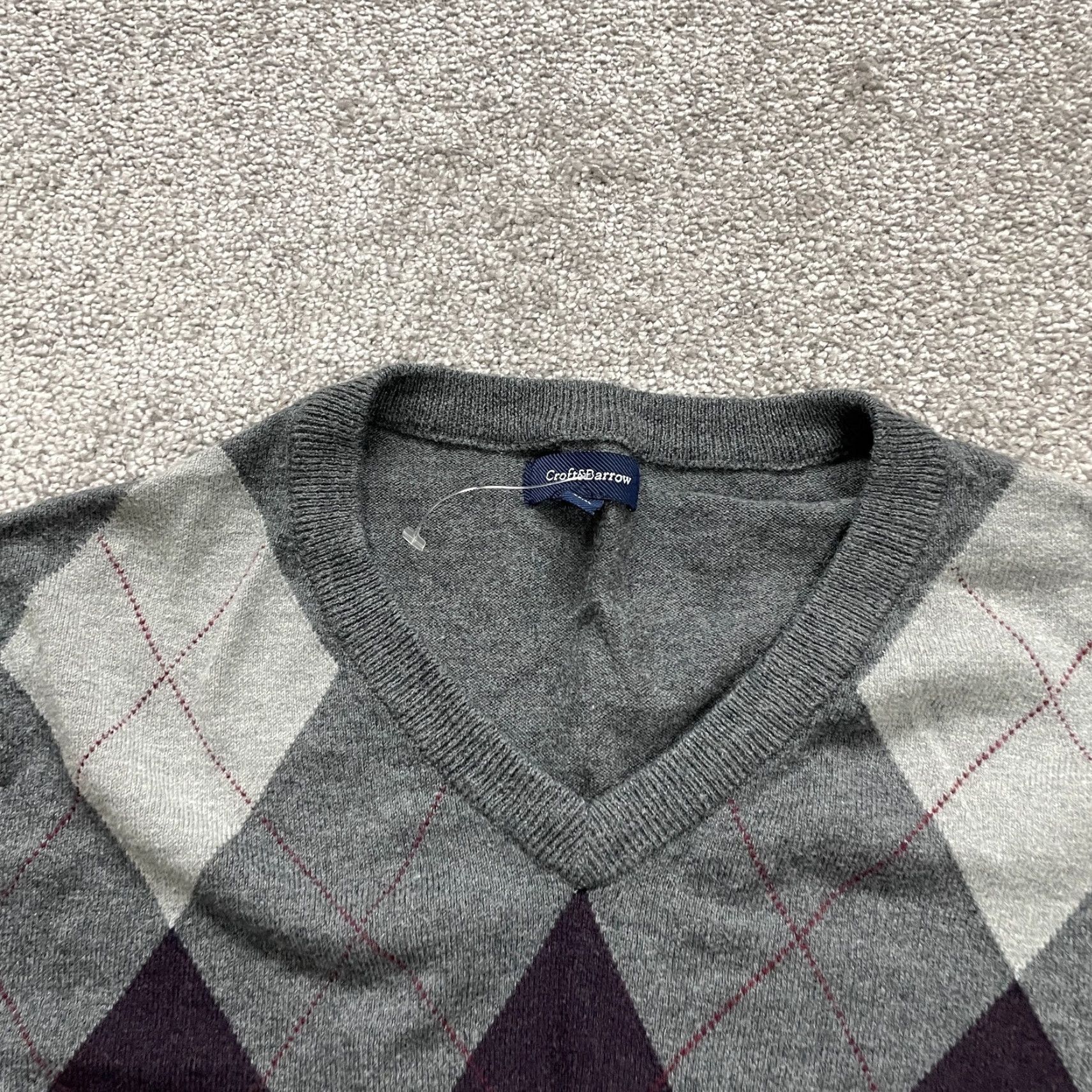 Croft & Barrow Croft & Barrow Sweater Mens XL Multicolor Argyle Diamond Knit V-Neck Pullover Mens Size US XL / EU 56 / 4 - 3 Thumbnail