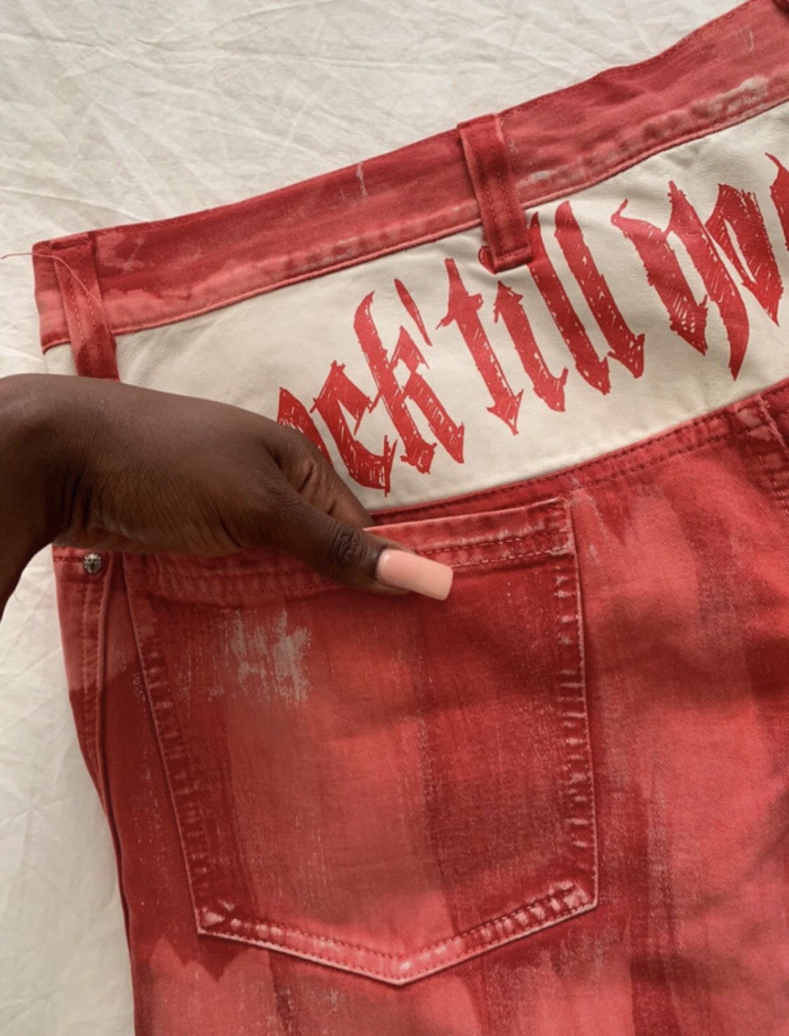 Versus Versace Versace Rare 90’s Red demin Jeans with Leather Patch Design Size US 40 / EU 56 - 4 Thumbnail