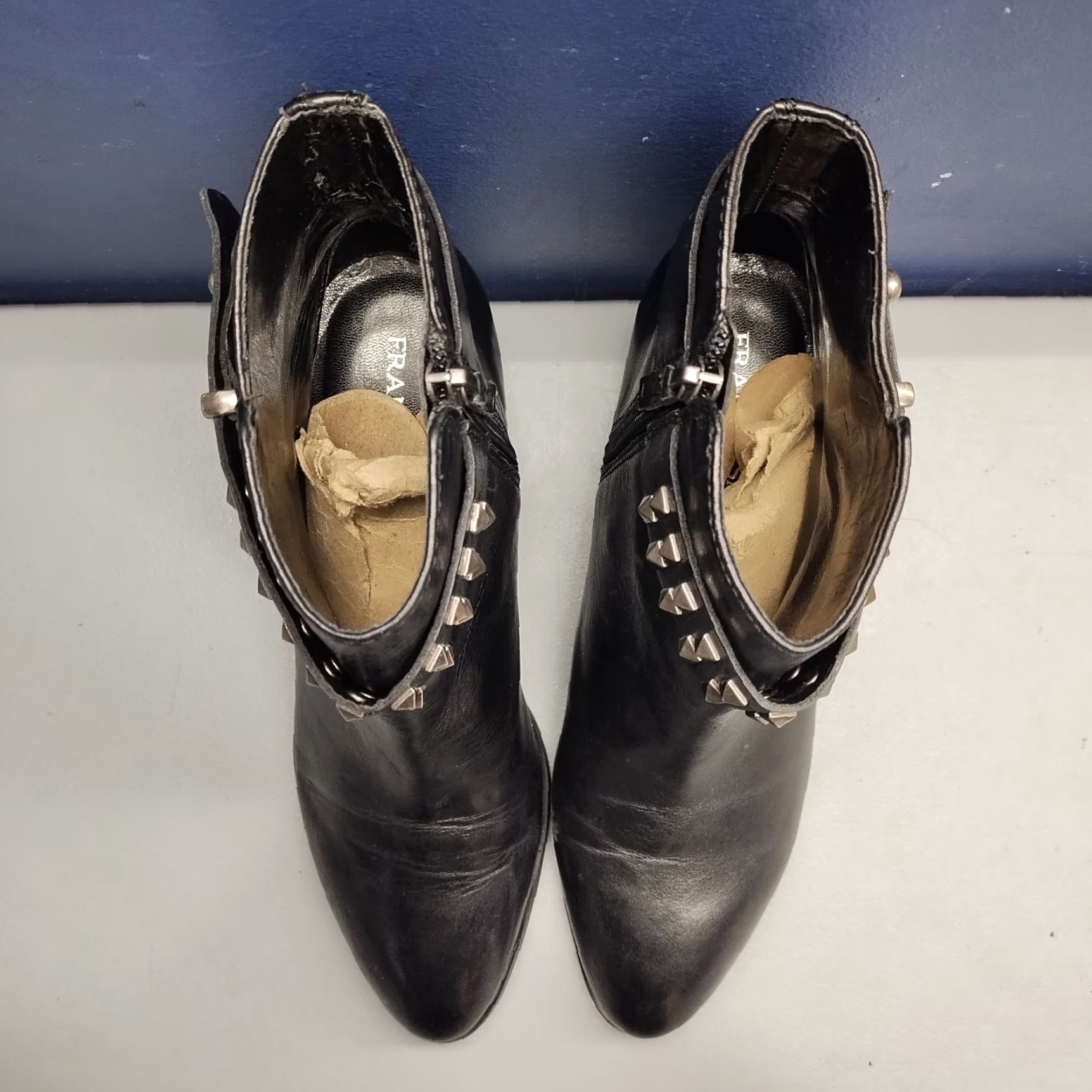 Franco Sarto Franco Sarto Quest Ankle Boots Womens Size 8 Black Leather Studded Side Zip Bootie Size US 8 / IT 38 - 6 Thumbnail