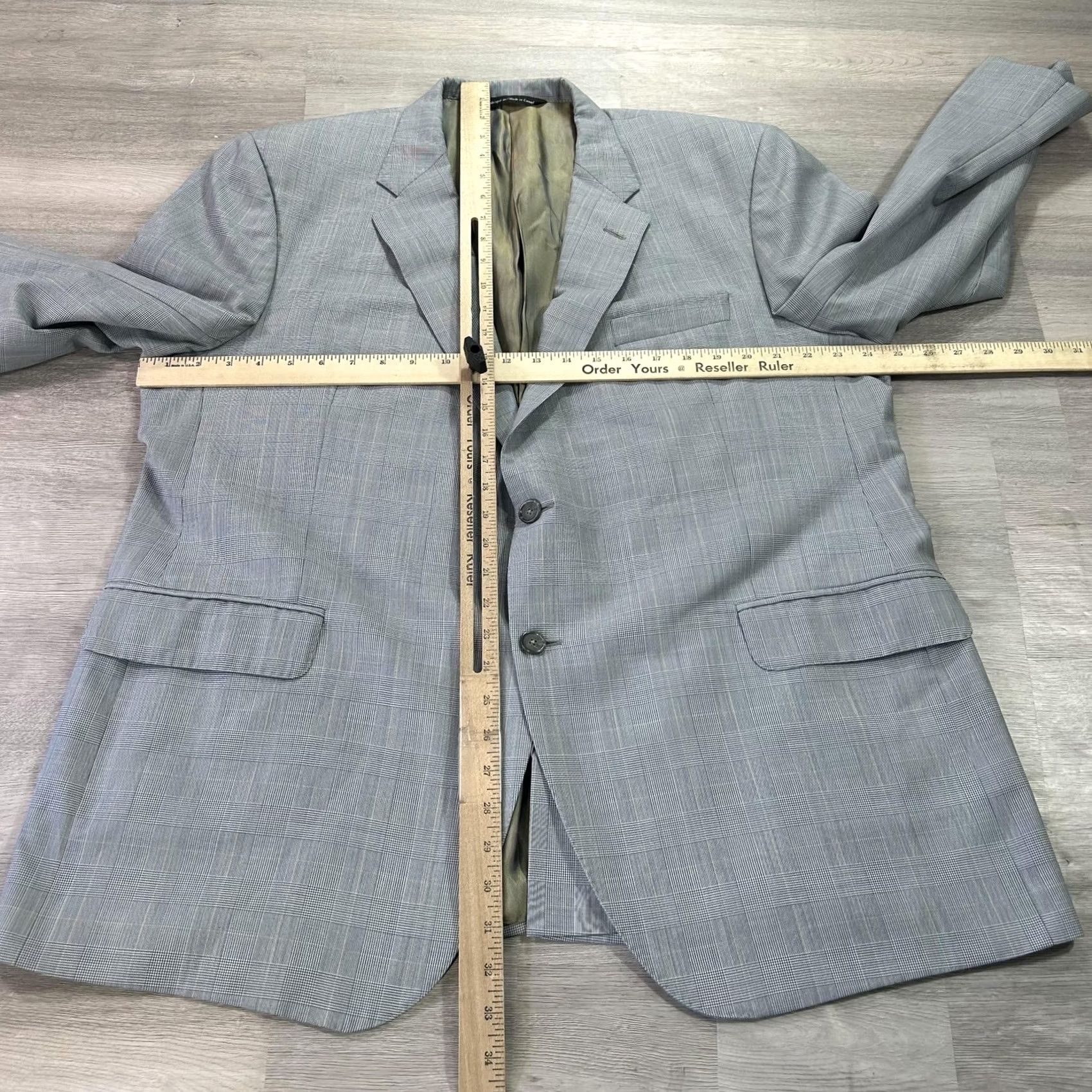 Vintage Coppley Black/Gray Wool Check Sport Coat Jacket 46 Mens Single-Breasted Two-Button Notch Lapel 120s Canada Formal Business Size US S / EU 44-46 / 1 - 4 Thumbnail