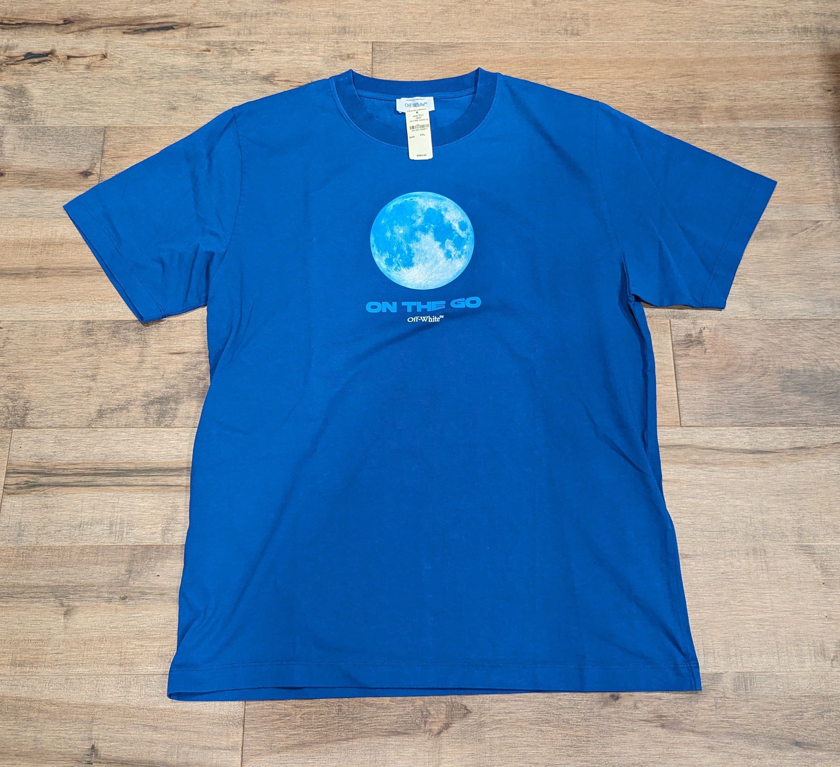 image of Off White Off-White "on The Go Moon" Logo T-Shirt Dark Blue 2Xl, Men's