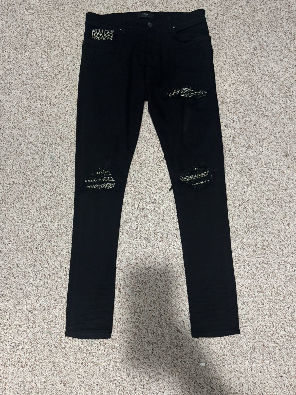 Amiri Black mx1 leopard jeans